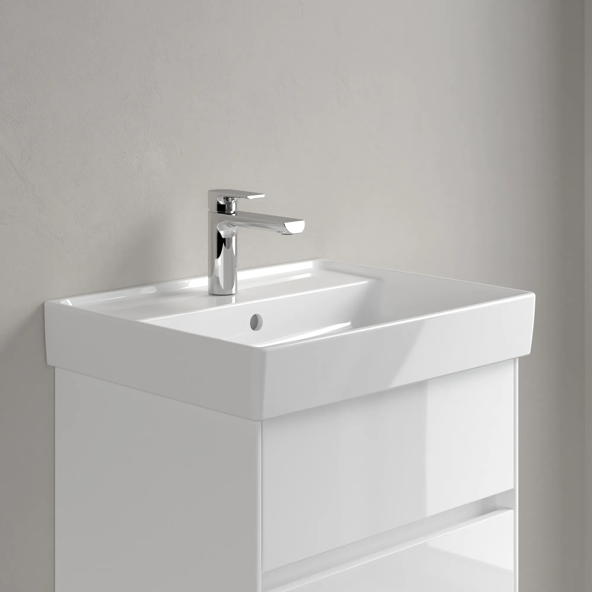 Villeroy & Boch Collaro Wandwaschbecken, 550x440x160mm, weiß Alpin CeramicPlus, Rechteckform mit Überlauf, TitanCeram Material