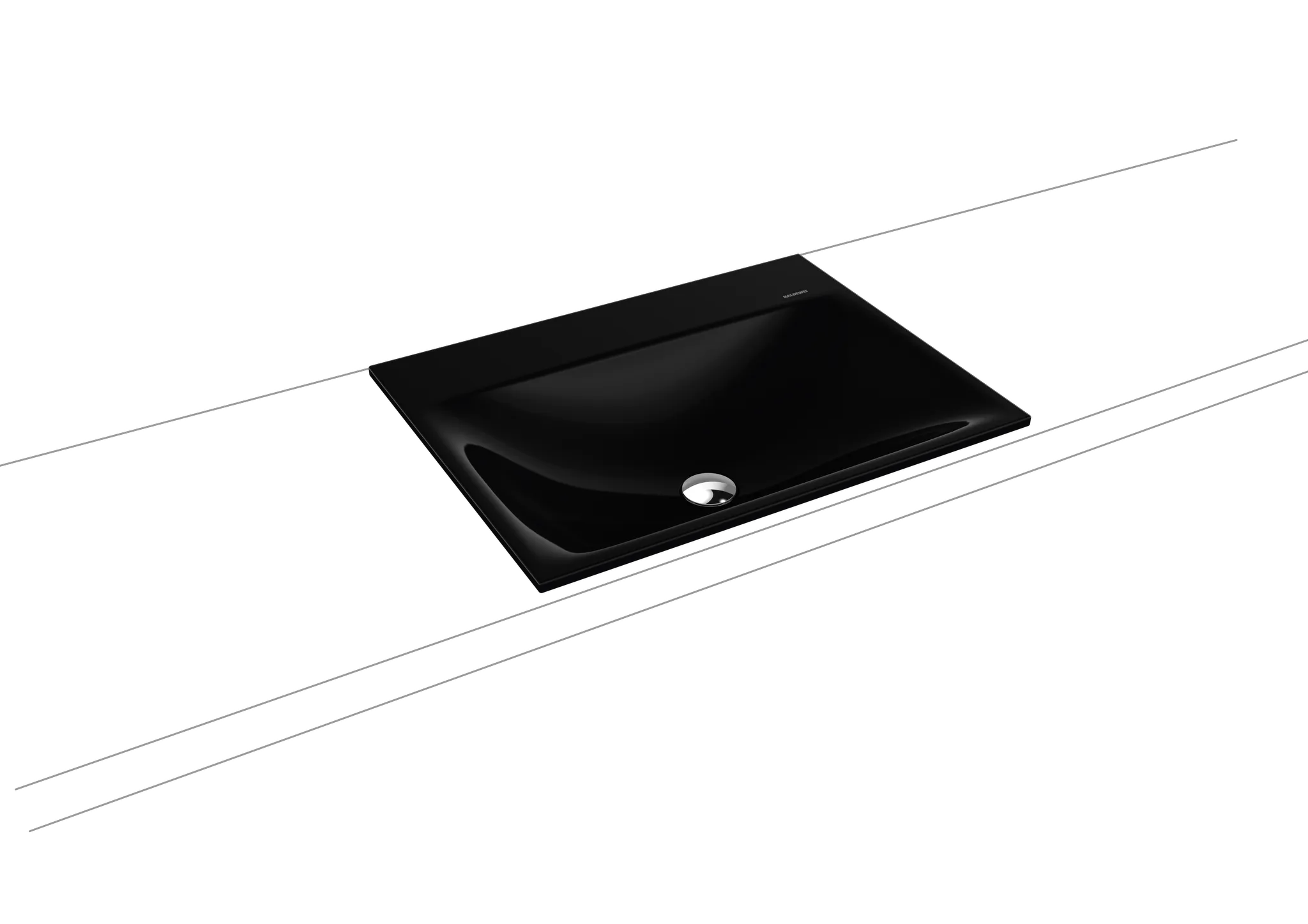 Einbauwaschtisch „Silenio“ 60 × 46 cm, ohne Hahnlochbohrung in schwarz, mit Perl-Effekt