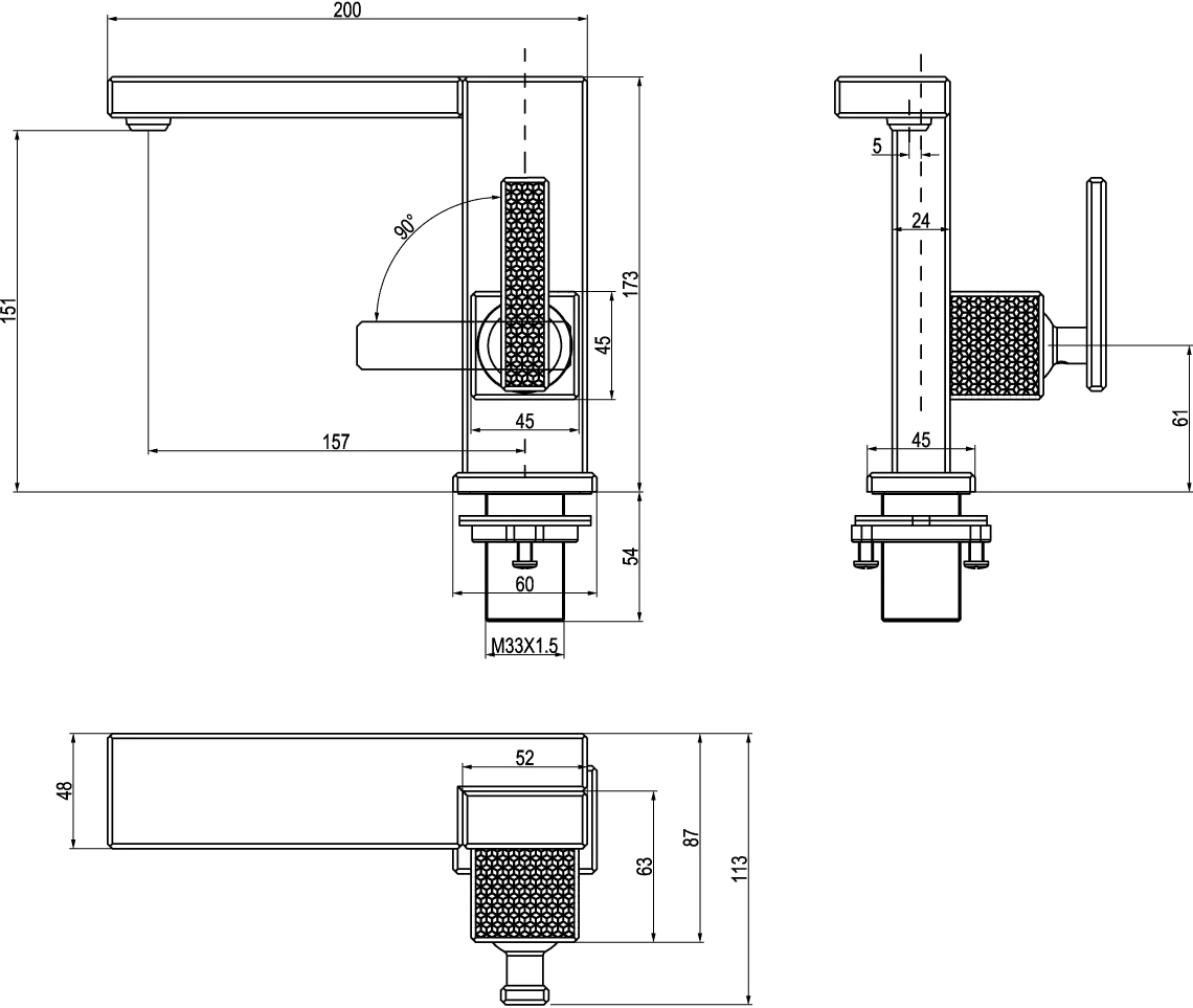 Villeroy & Boch Einhebel-Waschtischarmatur Mettlach, eckig, Chrom, 173 mm Höhe, 113 x 200 mm Maße Villeroy & Boch Einhebel-Waschtischarmatur Mettlach, eckig, Chrom, 173 mm Höhe, 113 x 200 mm Maße