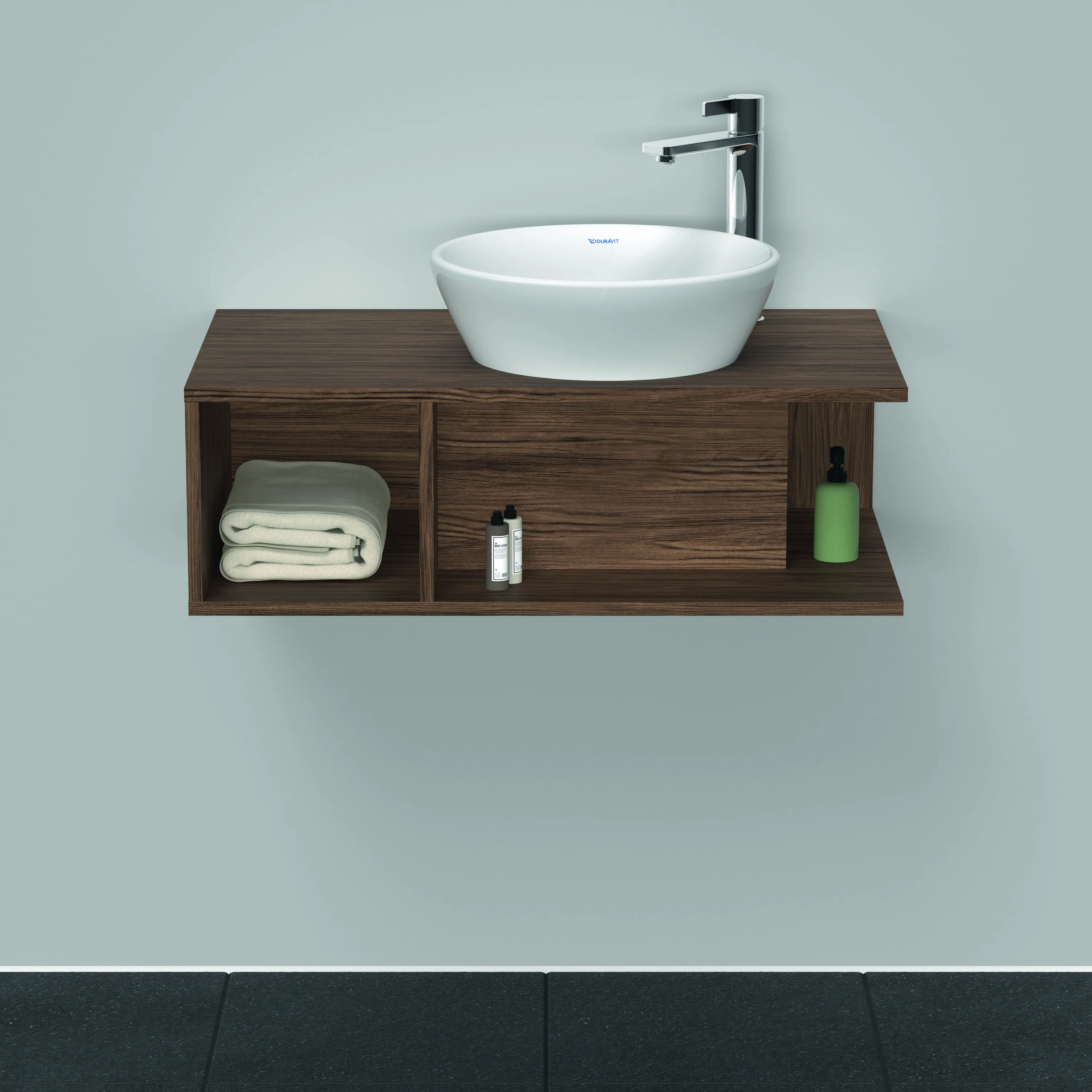 Duravit Waschtischunterschrank wandhängend „D-Neo“ 80 × 26 × 48 cm Nussbaum Dunkel
