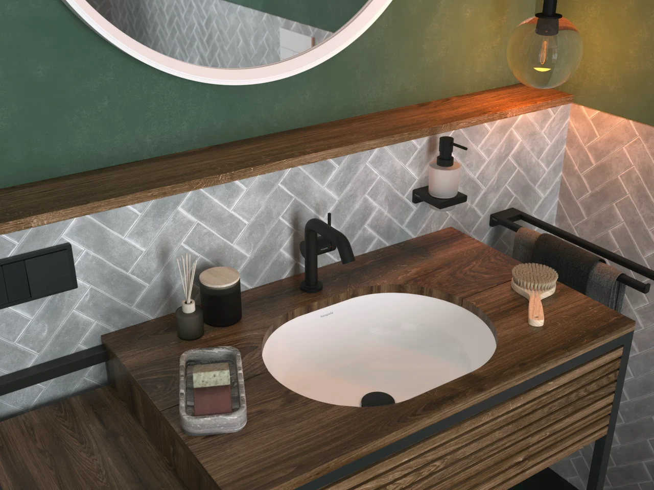 Hansgrohe Xuniva U Unterbauwaschtisch, 450x350 mm, weiß, glänzend, mit Überlauf, CL25