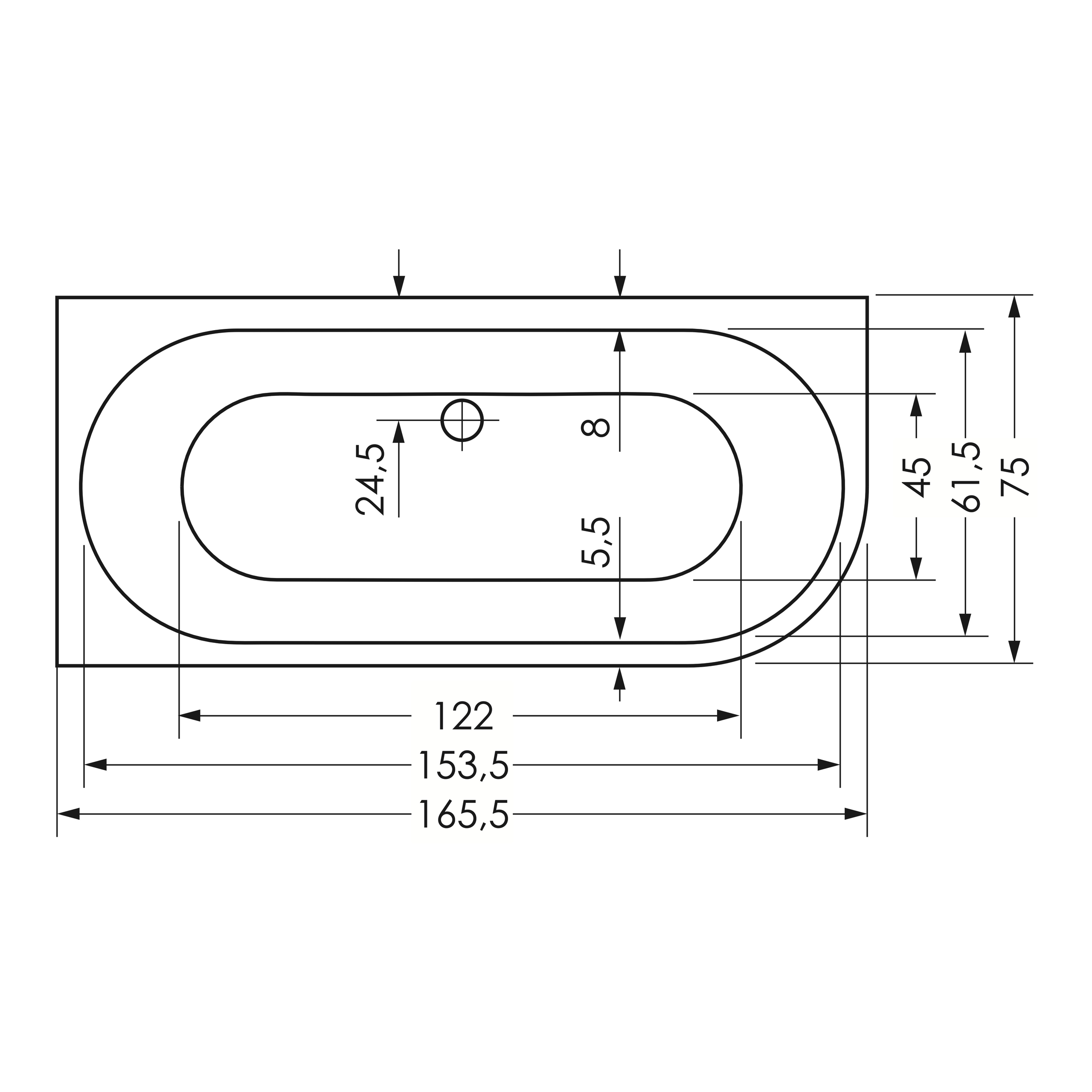 repaBAD Badewanne „Livorno Oval F“ freistehend oval 1650 × 750 mm, Mittelablauf, rechts in Weiß repaBAD Badewanne „Livorno Oval F“ freistehend oval 1650 × 750 mm, Mittelablauf, rechts in Weiß