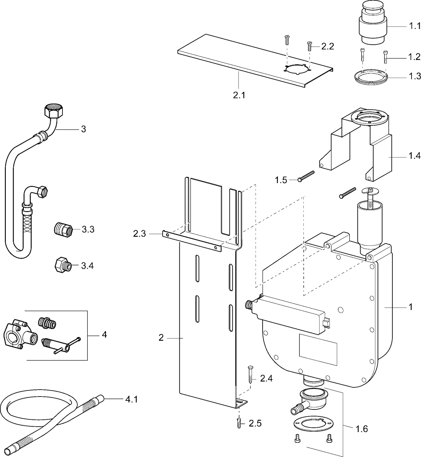 Hansa Rollbox für Schlauch Hansa 5306 mit Grundplatte, Fliesenrandmontage