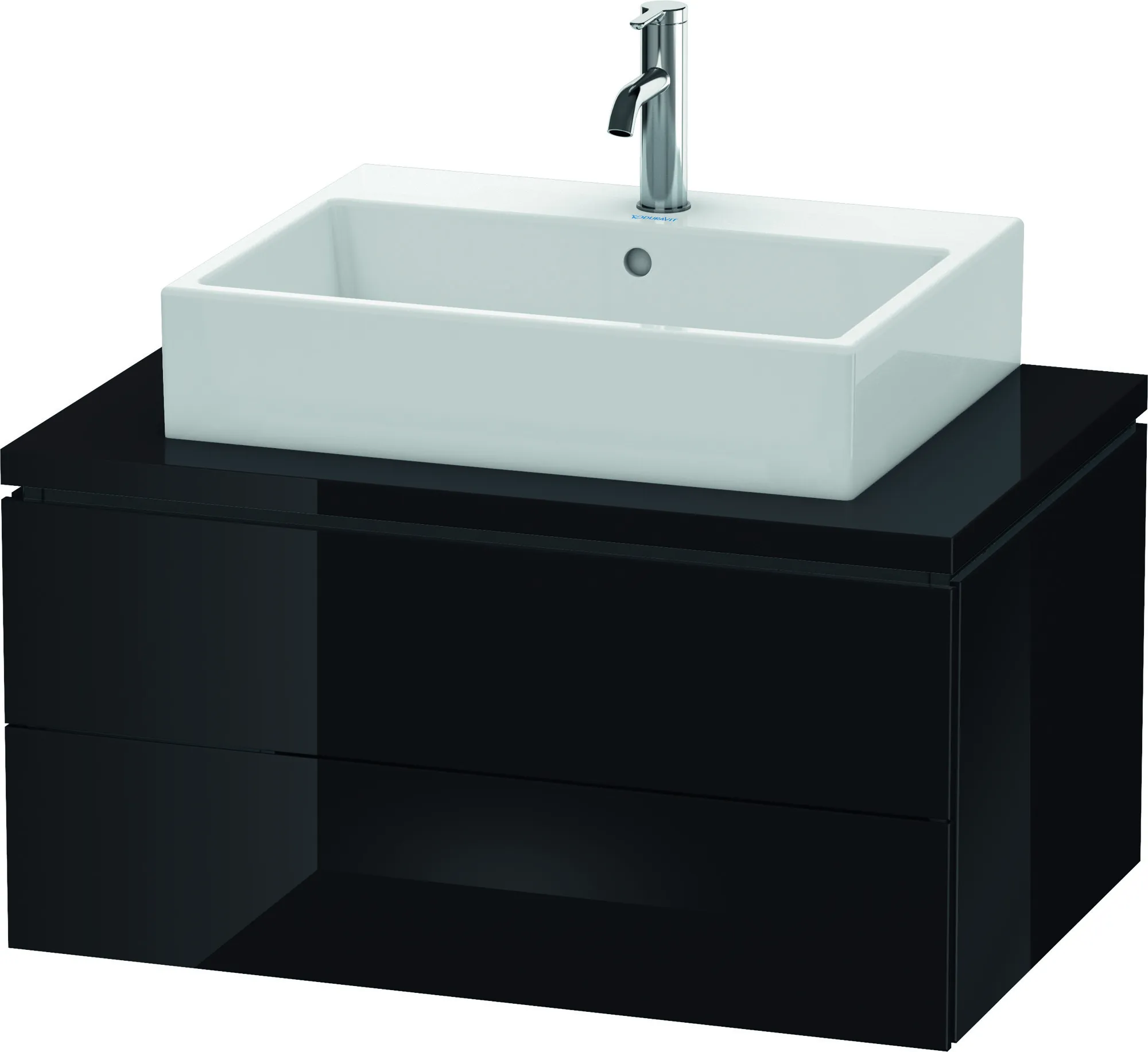 Duravit Waschtischunterschrank wandhängend „L-Cube“ 82 × 40 × 54,7 cm Schwarz Hochglanz