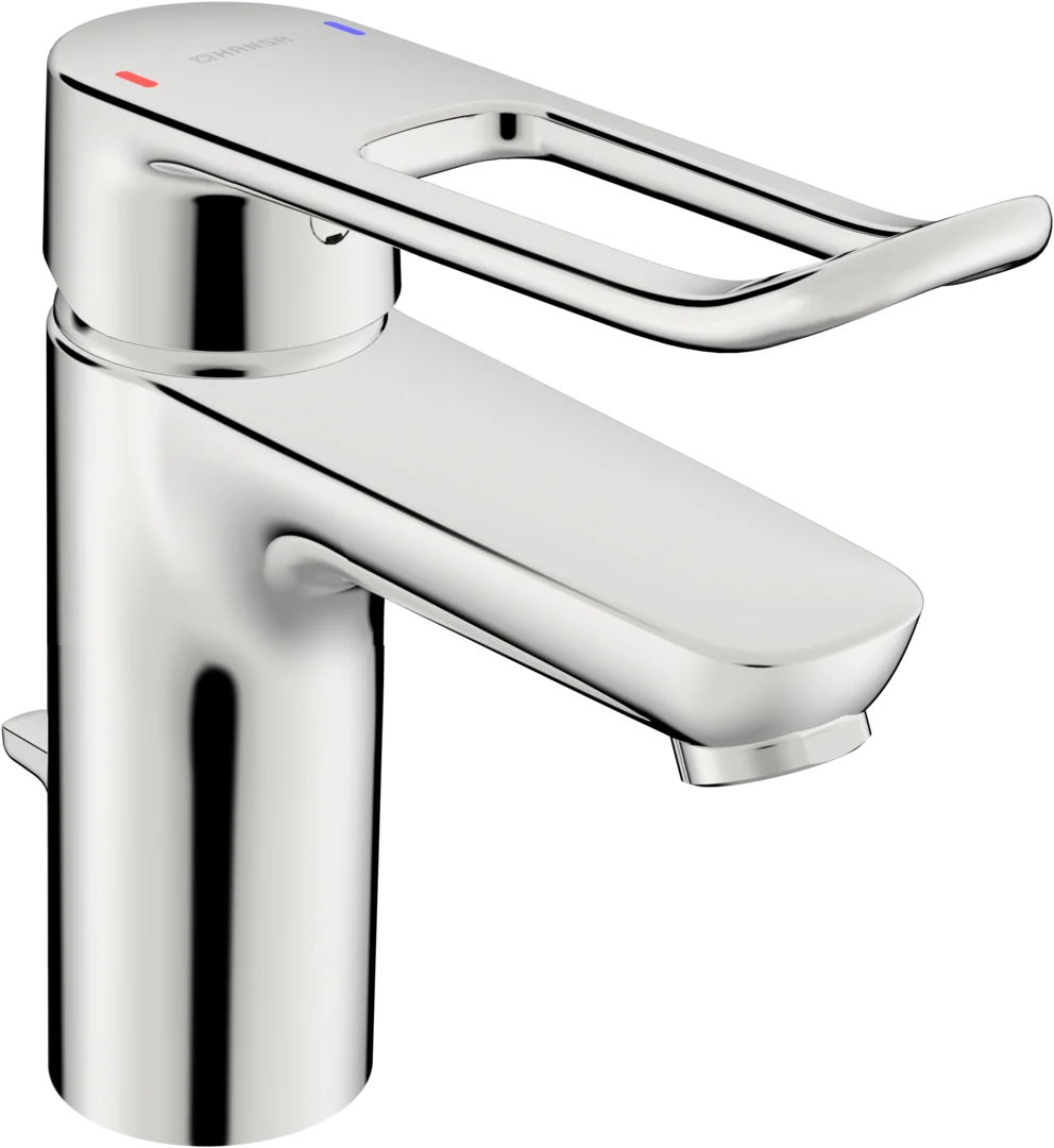 HansaCLINICA Einhebelmischer Waschtischbatterie HansaCLINICA 4501 Kupferrohr Zugstangenablaufgarnitur Bügelhebel Ausladung114 Chrom