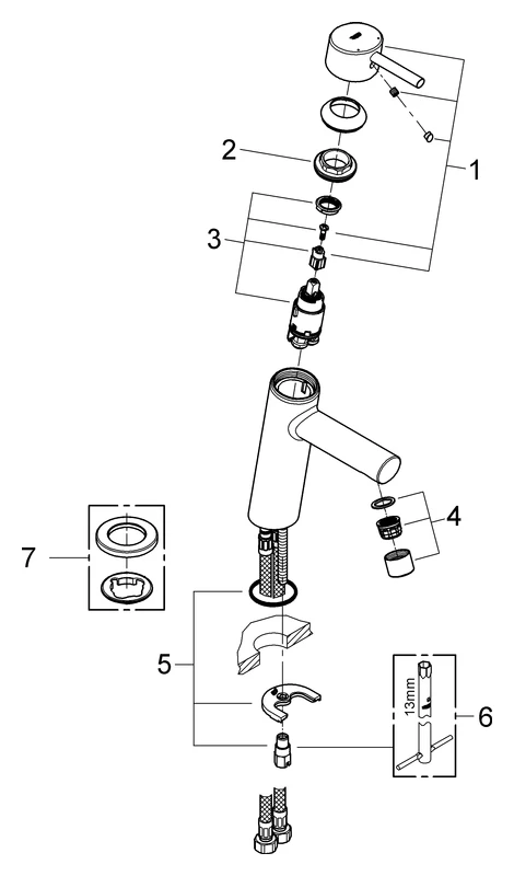 Grohe Concetto Einhand-Waschtischbatterie 23451_1, M-Size, Einlochmontage, glatter Körper, chrom Grohe Concetto Einhand-Waschtischbatterie 23451_1, M-Size, Einlochmontage, glatter Körper, chrom