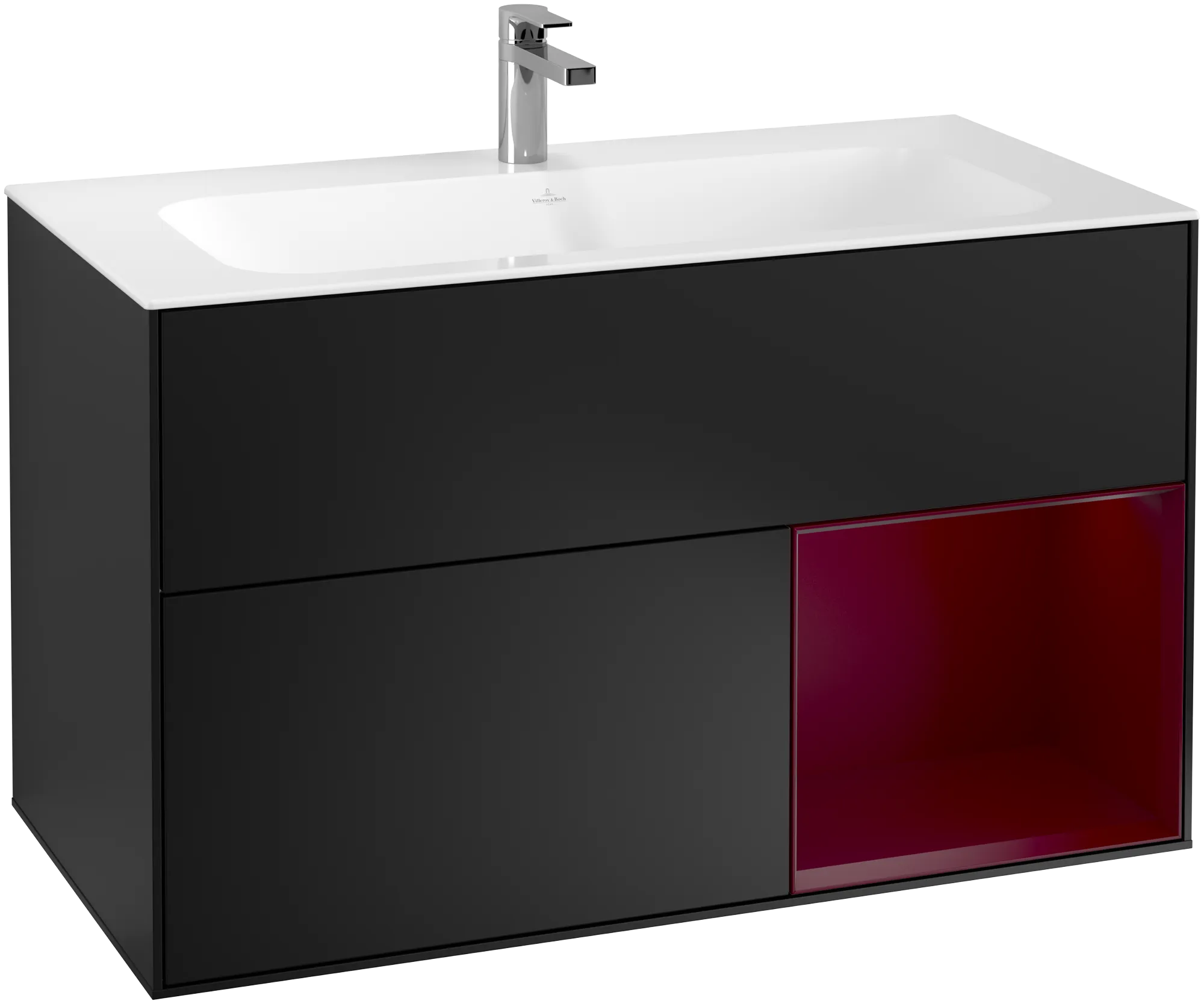 Villeroy & Boch Finion Waschbeckenunterschrank F04, 996x591x498mm, Black Matt Lacquer / Peony Matt Lacquer