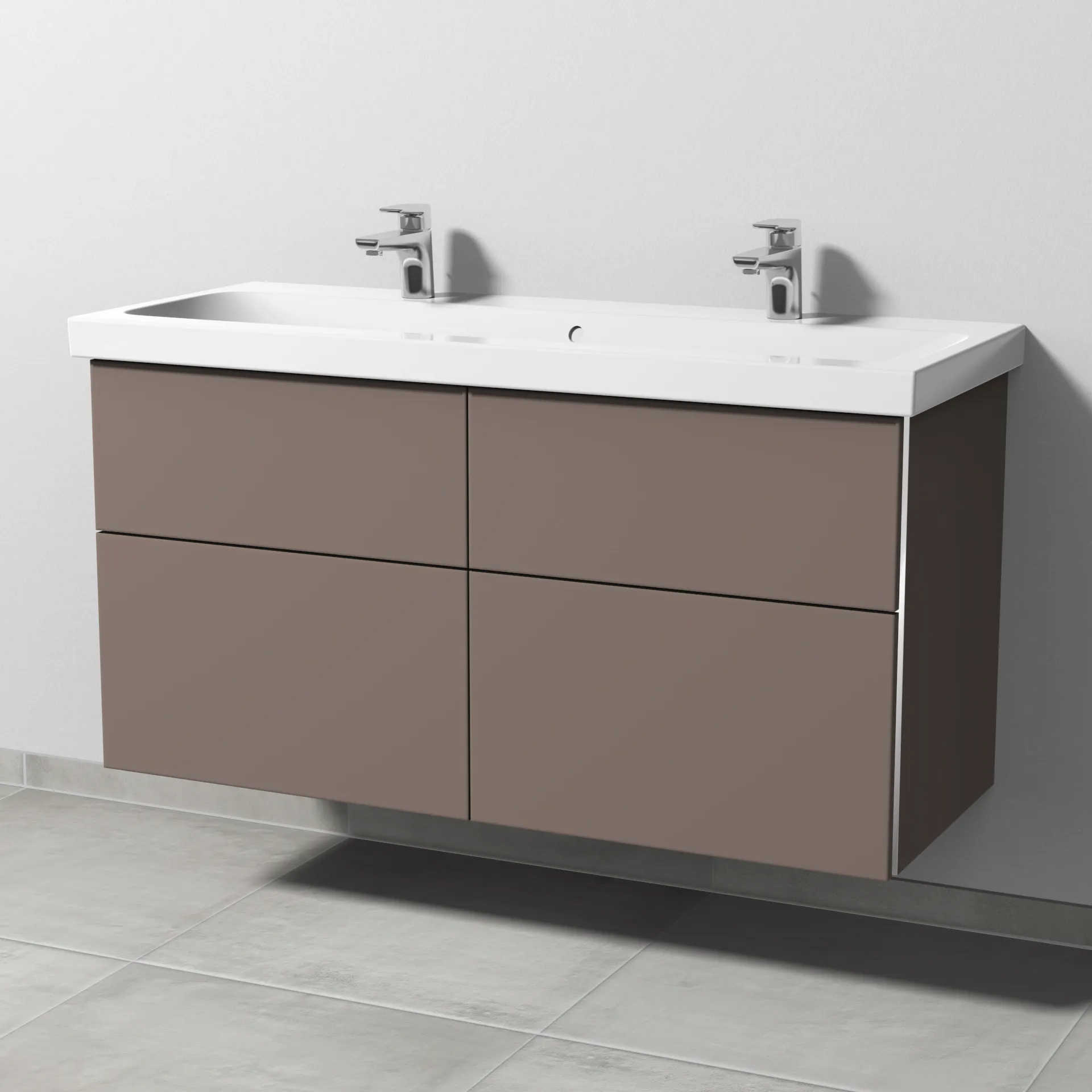 Sanipa Waschtischunterschrank „3way“ passend zu Keramik-Waschtische iCon Light von Geberit 1150 × 591 × 462 mm in Taupe (matt), Becken mittig, mit