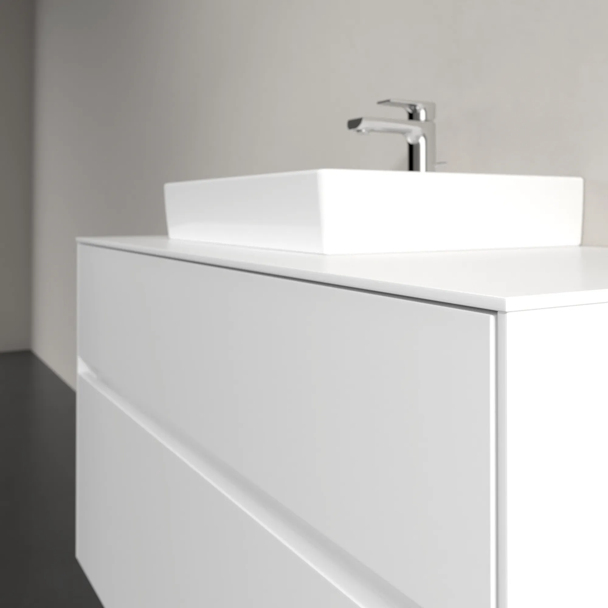 Villeroy & Boch Waschbeckenunterschrank Collaro C01400, Eckig White Matt, 1000x548x500mm, mit SoftClosing, 2 Auszüge