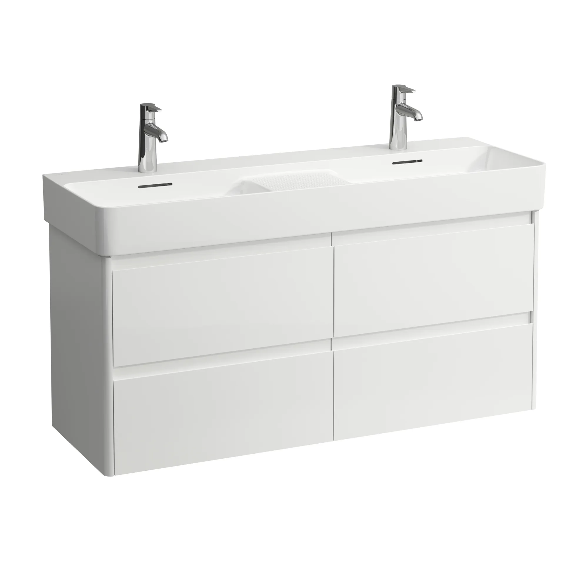 Waschtischunterbau BASE 2.0 für VAL 400x1168x515 4 Schubladen mit Griffmulde für Waschtisch H814282 weiß matt