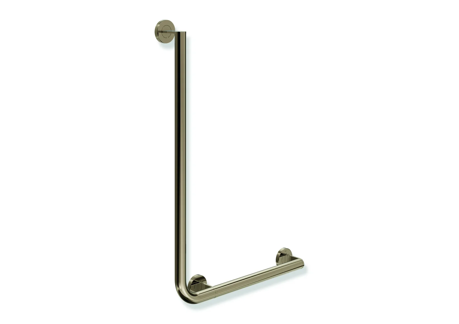 HEWI Winkelgriff System 900, Edelstahl PVD bronze glänzend, waagerecht 500 mm, senkrecht 750 mm, Durchmesser 32 mm, rechts