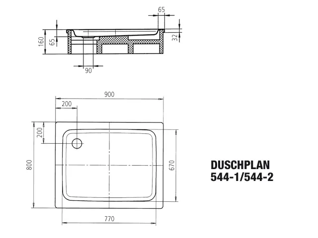 Kaldewei rechteck Duschwanne „Duschplan“ 80 × 90 cm in pergamon