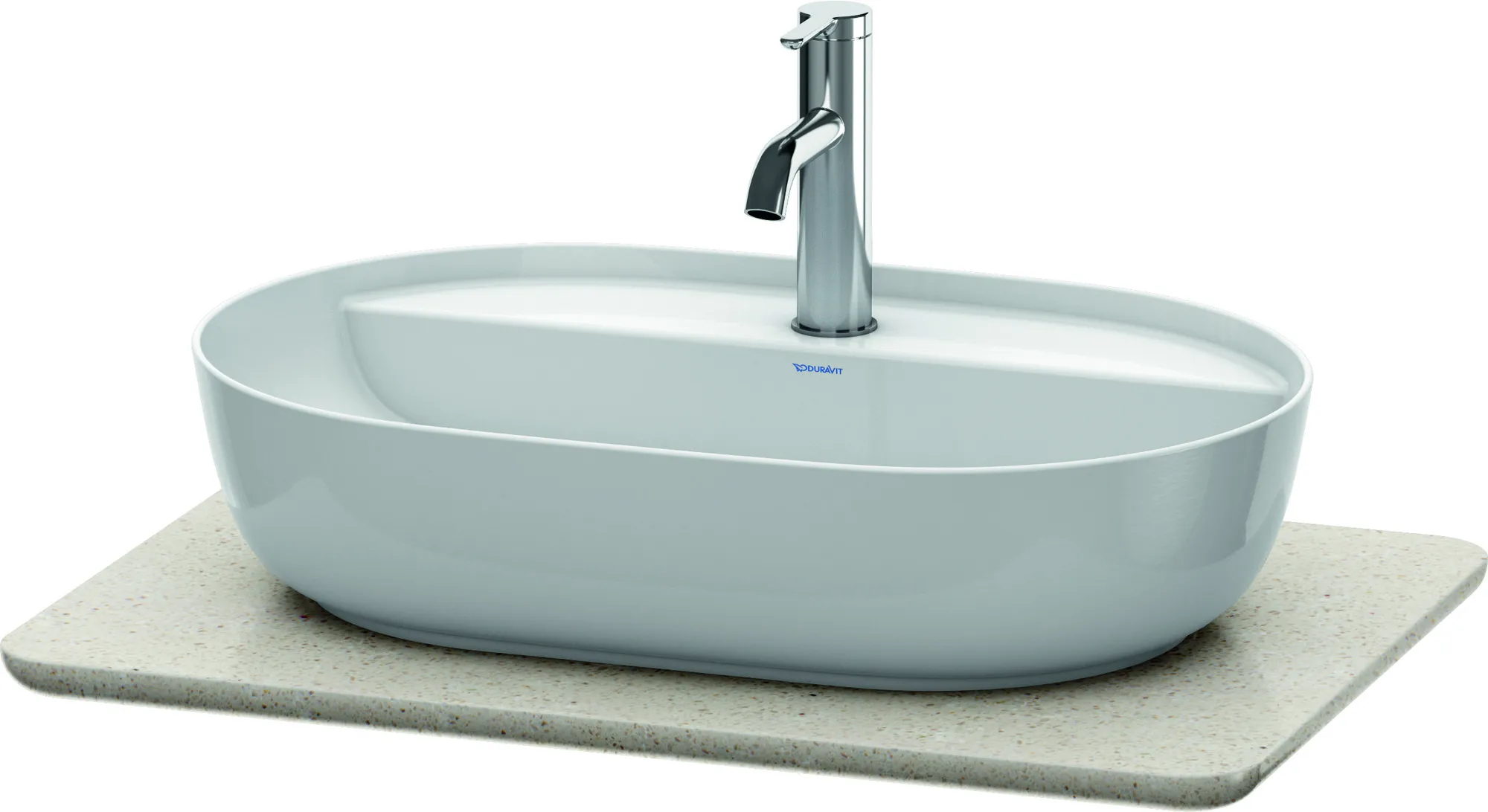 Duravit Konsole „Luv“ in Sand Struktur Ausschnitte: 1 / Becken: mittig / Farbe: Sand Struktur / Größe: 68,8 × 47,5 × 2 cm / Oberfläche: Quarzstein Duravit Konsole „Luv“ in Sand Struktur Ausschnitte: 1 / Becken: mittig / Farbe: Sand Struktur / Größe: 68,8 × 47,5 × 2 cm / Oberfläche: Quarzstein