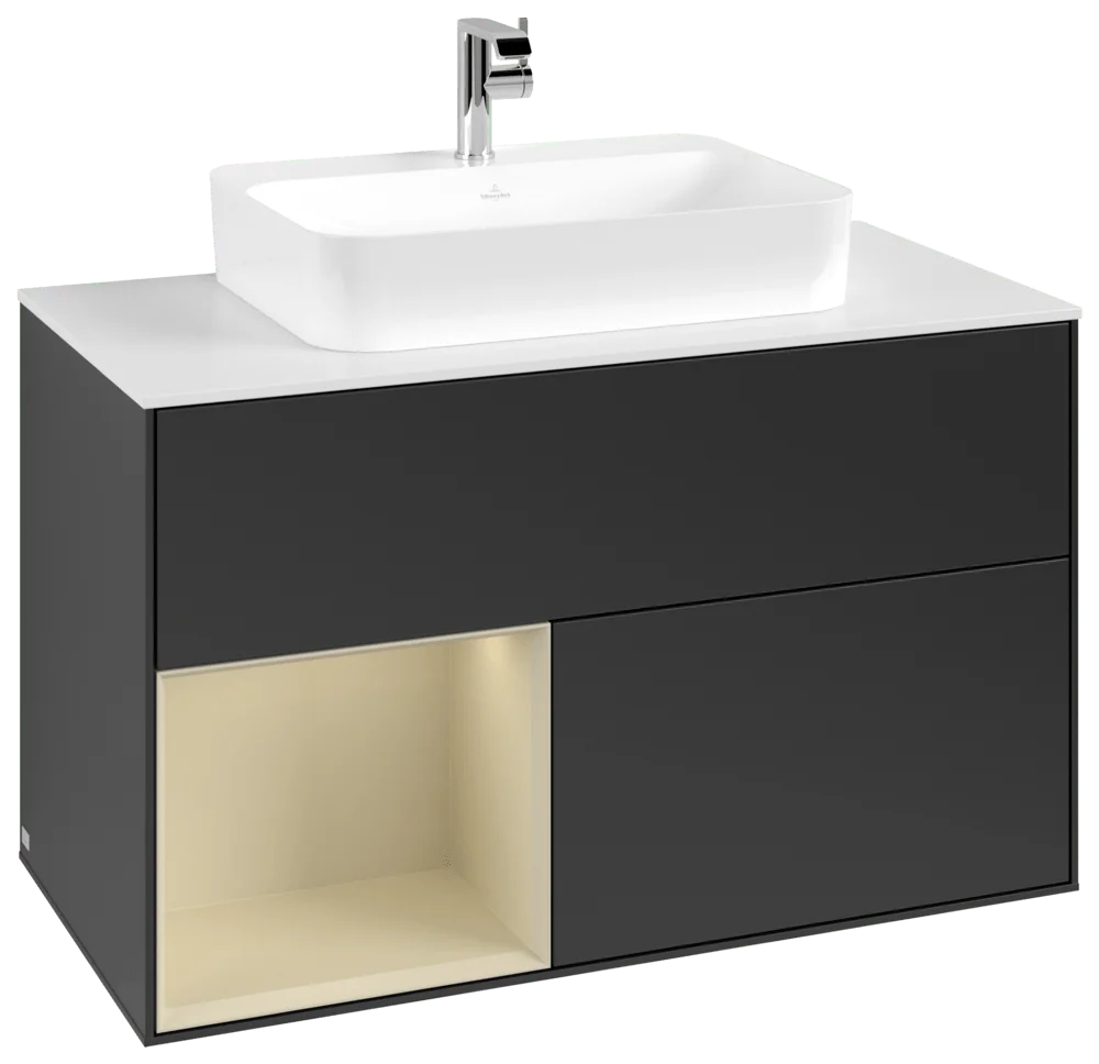 Villeroy & Boch Waschbeckenunterschrank Finion G36, 1000x603x501 mm, Black Matt Lacquer, mit Beleuchtung und Push-to-open Funktion
