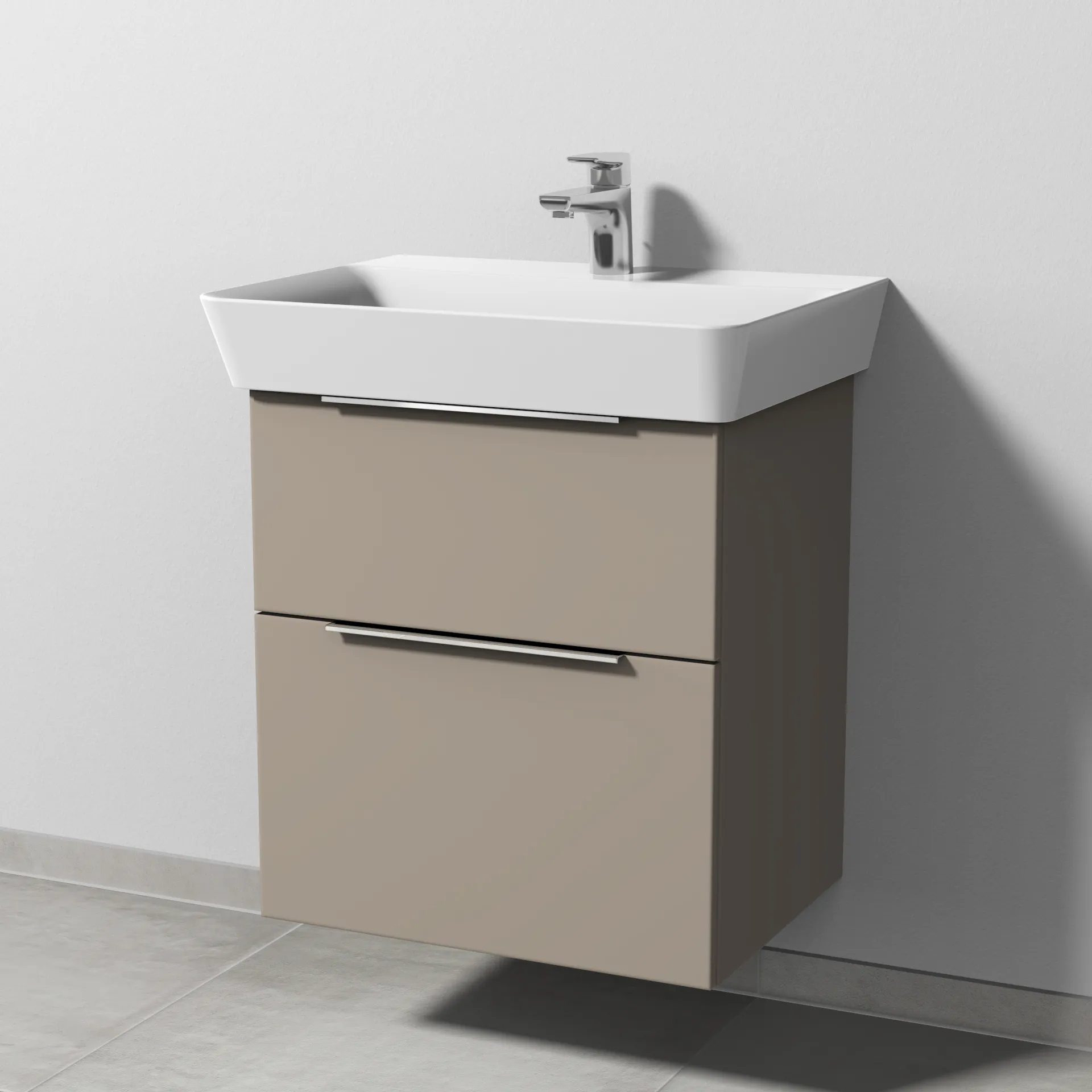 Sanipa Waschtischunterschrank „3way“ passend zu Keramik-Waschtische Connect Air Cube von Ideal Standard 525 × 582 × 402 mm in Sandgrau (matt)