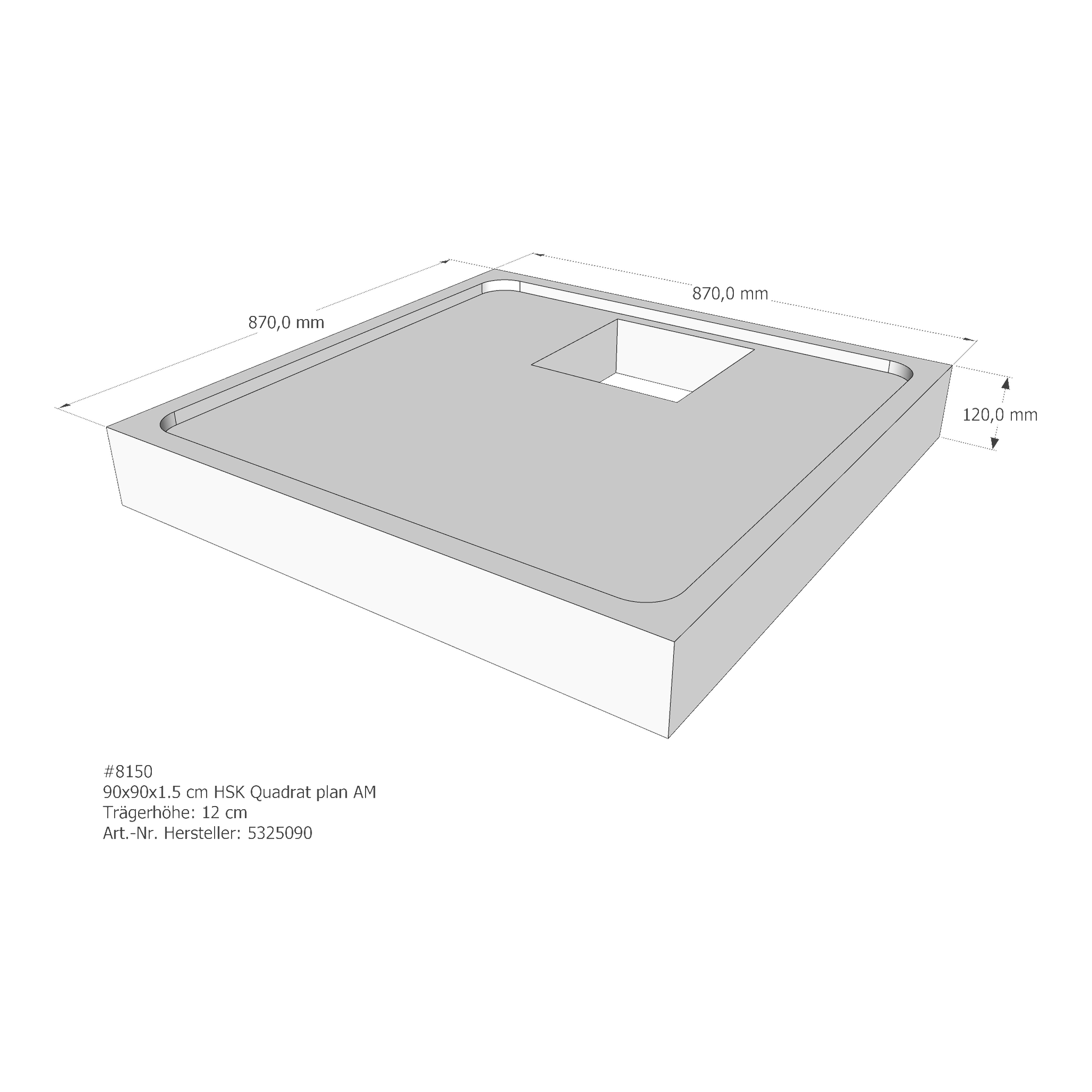 Duschwannenträger für HSK Quadrat plan 90 × 90 × 1,5 cm
