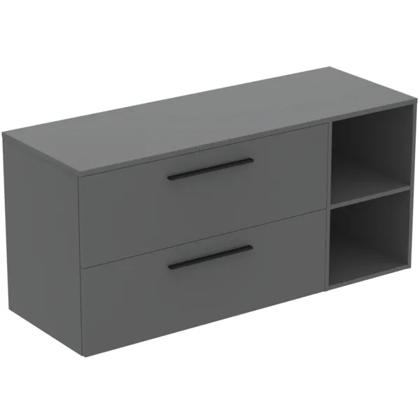 Ideal Standard i.life B 140cm Möbel-Set 2 Auszüge 2 offene Fächer Schwarz Quarzgrau Ideal Standard i.life B 140cm Möbel-Set 2 Auszüge 2 offene Fächer Schwarz Quarzgrau