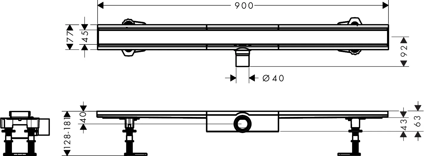 Hansgrohe RainDrain Compact Komplettset Duschrinne 900, Edelstahl gebürstet Hansgrohe RainDrain Compact Komplettset Duschrinne 900, Edelstahl gebürstet