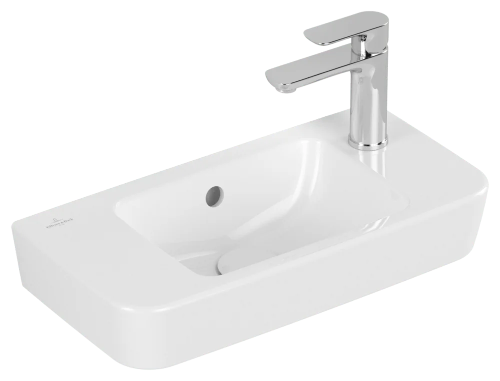 Villeroy & Boch Handwaschbecken O.novo Compact, Eckig, Weiß Alpin, 500x250x145 mm, 1-Loch Armatur