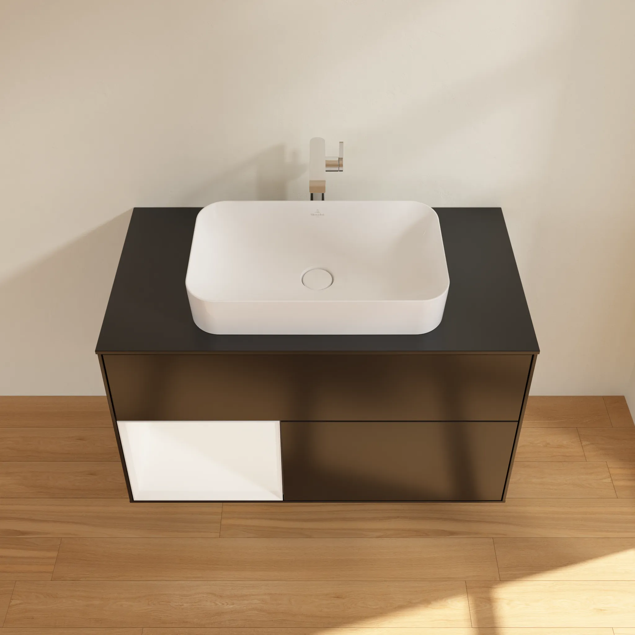 Villeroy & Boch Waschbeckenunterschrank Finion F24, 1000 x 603 x 501 mm, Black Matt Lacquer, mit Beleuchtung und Push-to-open Funktion Villeroy & Boch Waschbeckenunterschrank Finion F24, 1000 x 603 x 501 mm, Black Matt Lacquer, mit Beleuchtung und Push-to-open Funktion