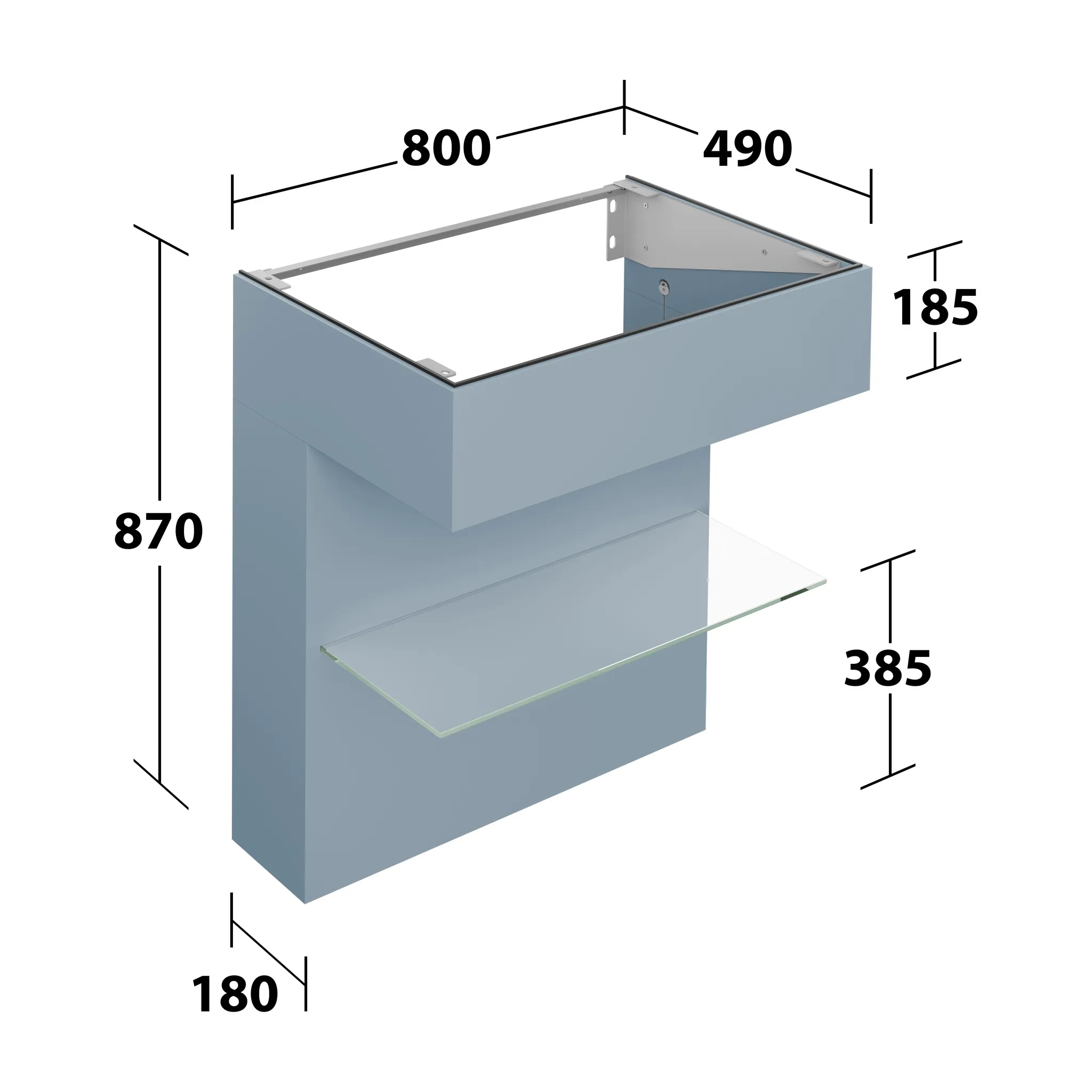 KEUCO EDITION 11 ART Waschtischunterbau m. Glasablage und Beleuchtung 800x870x490 blue satin