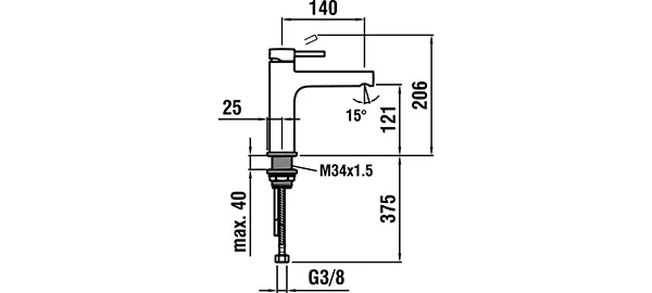 Einhebel-Waschtischmischer TWINPLUS Festauslauf Ausladung 140 mm ohne Ablaufventil chrom Einhebel-Waschtischmischer TWINPLUS Festauslauf Ausladung 140 mm ohne Ablaufventil chrom