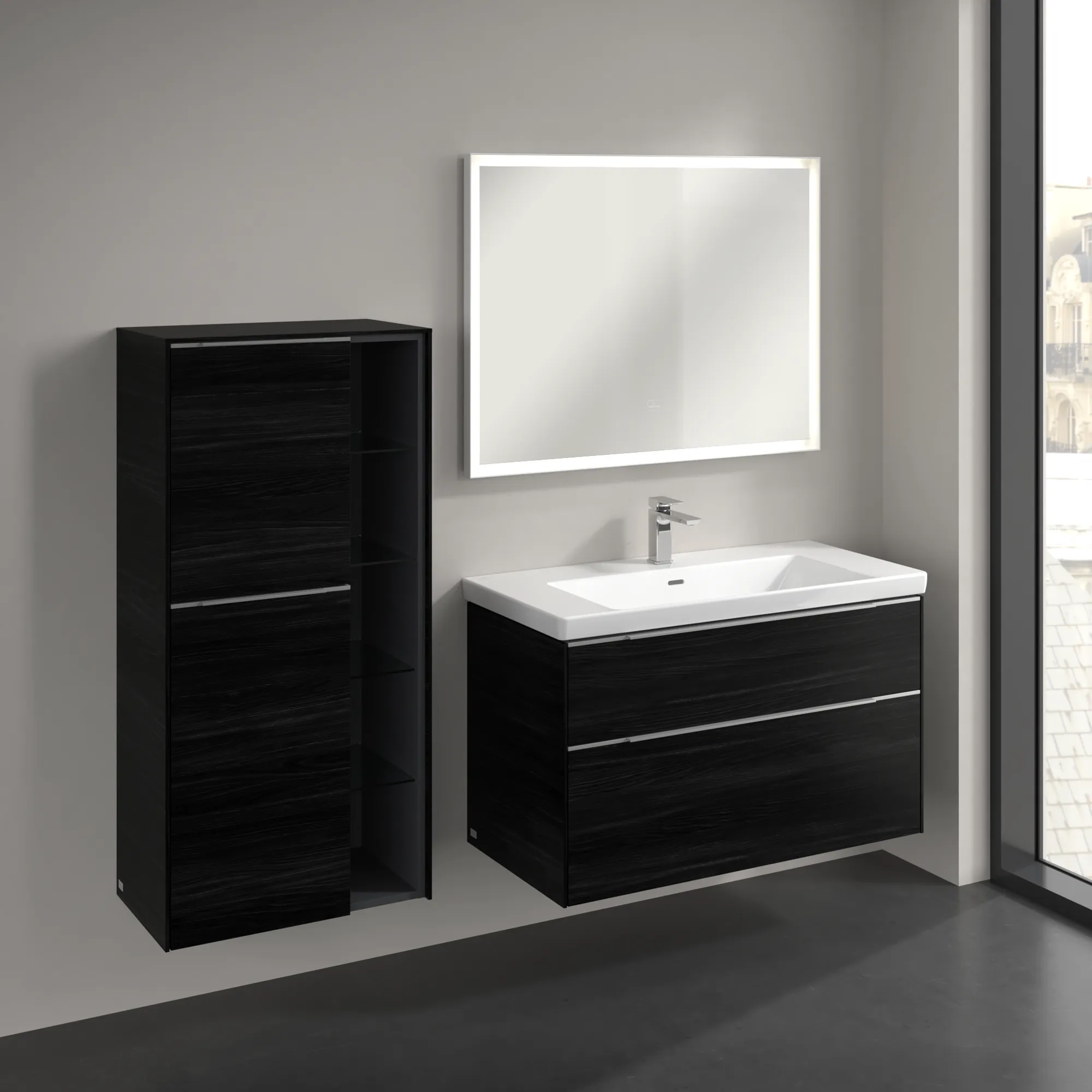 Villeroy & Boch Subway 3.0 Mittelschrank C59800, 574x1200x362mm, 2 Türen, links Anschlag, Black Oak