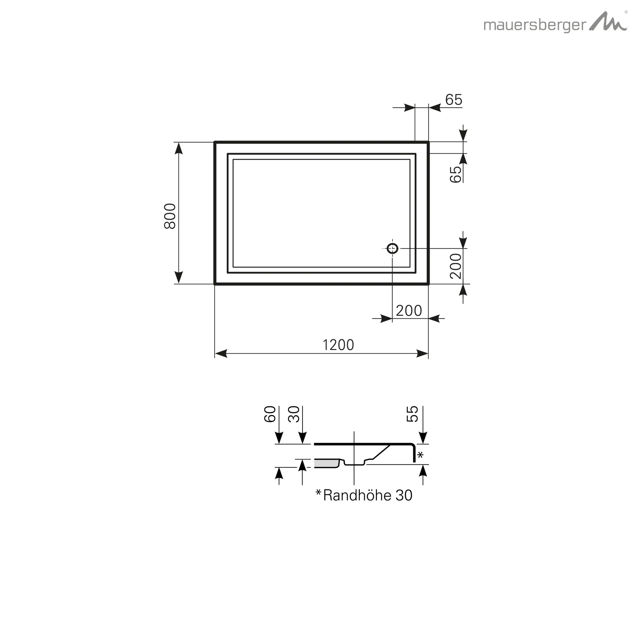 Mauersberger lupina Acryl-Duschwanne lupina 120/80 SF rechts Mauersberger lupina Acryl-Duschwanne lupina 120/80 SF rechts