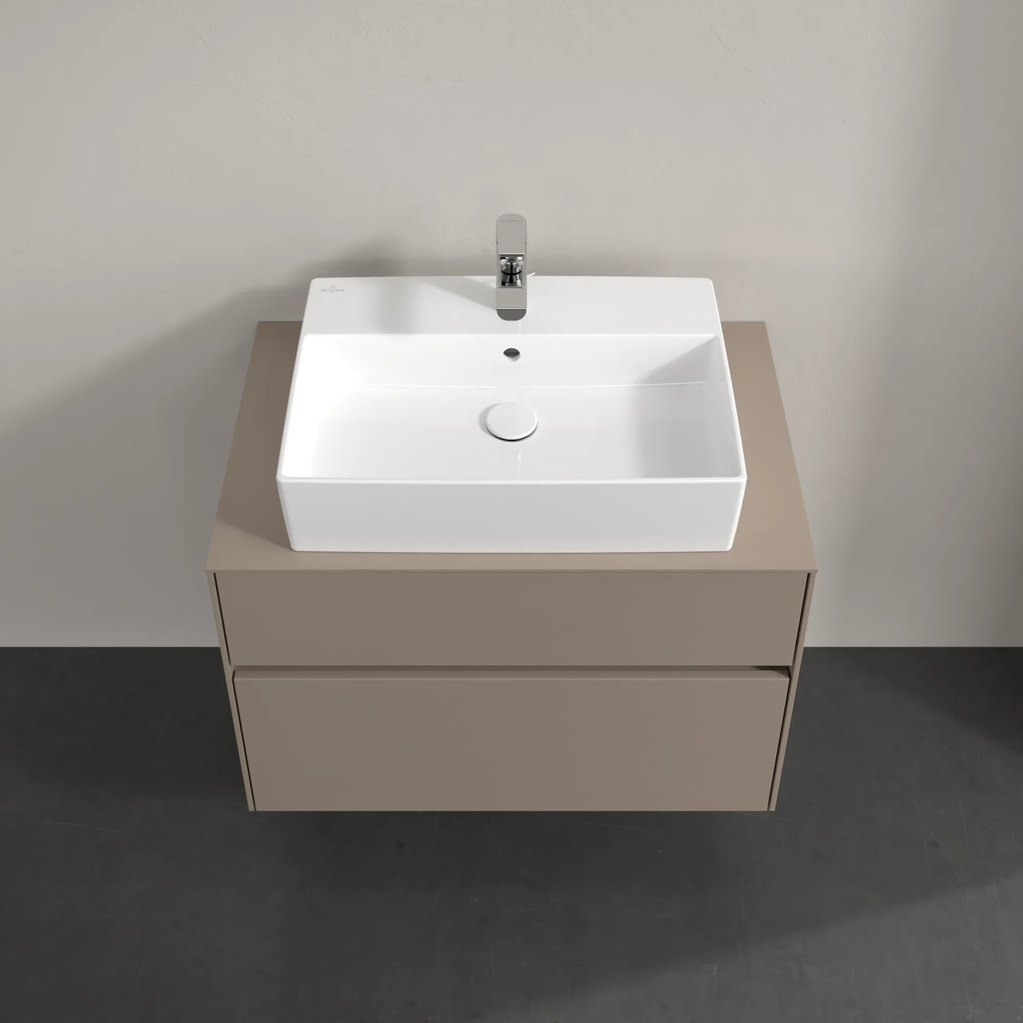 Villeroy & Boch Waschtischunterschrank „Collaro“ 800 × 548 × 500 mm Taupe, ohne Beleuchtung, für Becken mittig