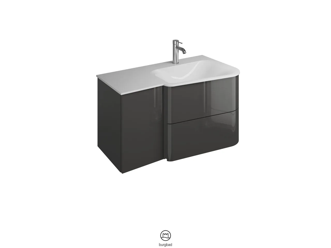 burgbad Badmöbelset „Badu“ Griffleiste, Weiß, in Weiß Matt burgbad Badmöbelset „Badu“ Griffleiste, Weiß, in Weiß Matt