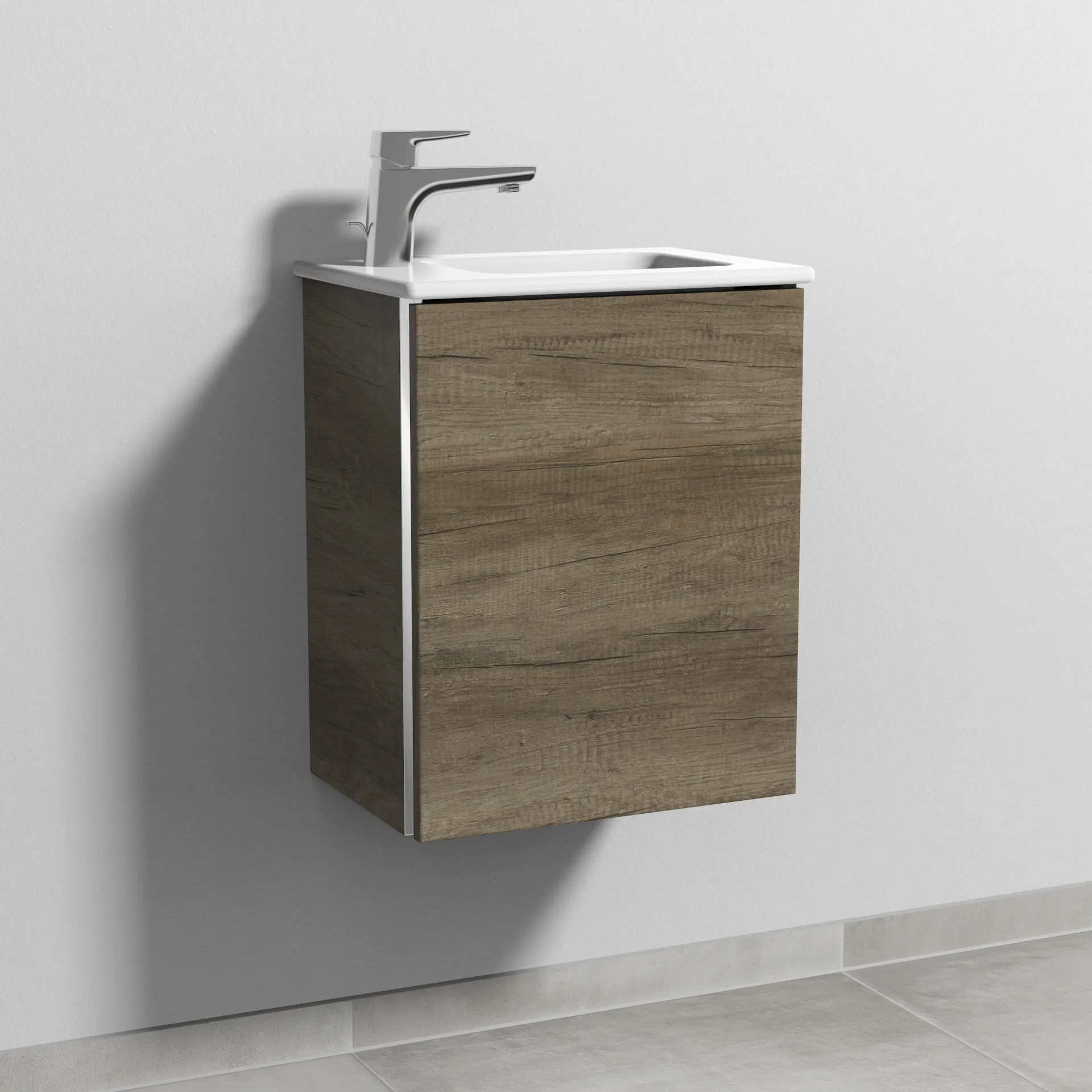 Sanipa Waschtischunterschrank „3way“ passend zu Keramik-Waschtische ME by Starck von Duravit 410 × 513 × 293 mm in Eiche Nebraska, Anschlag rechts