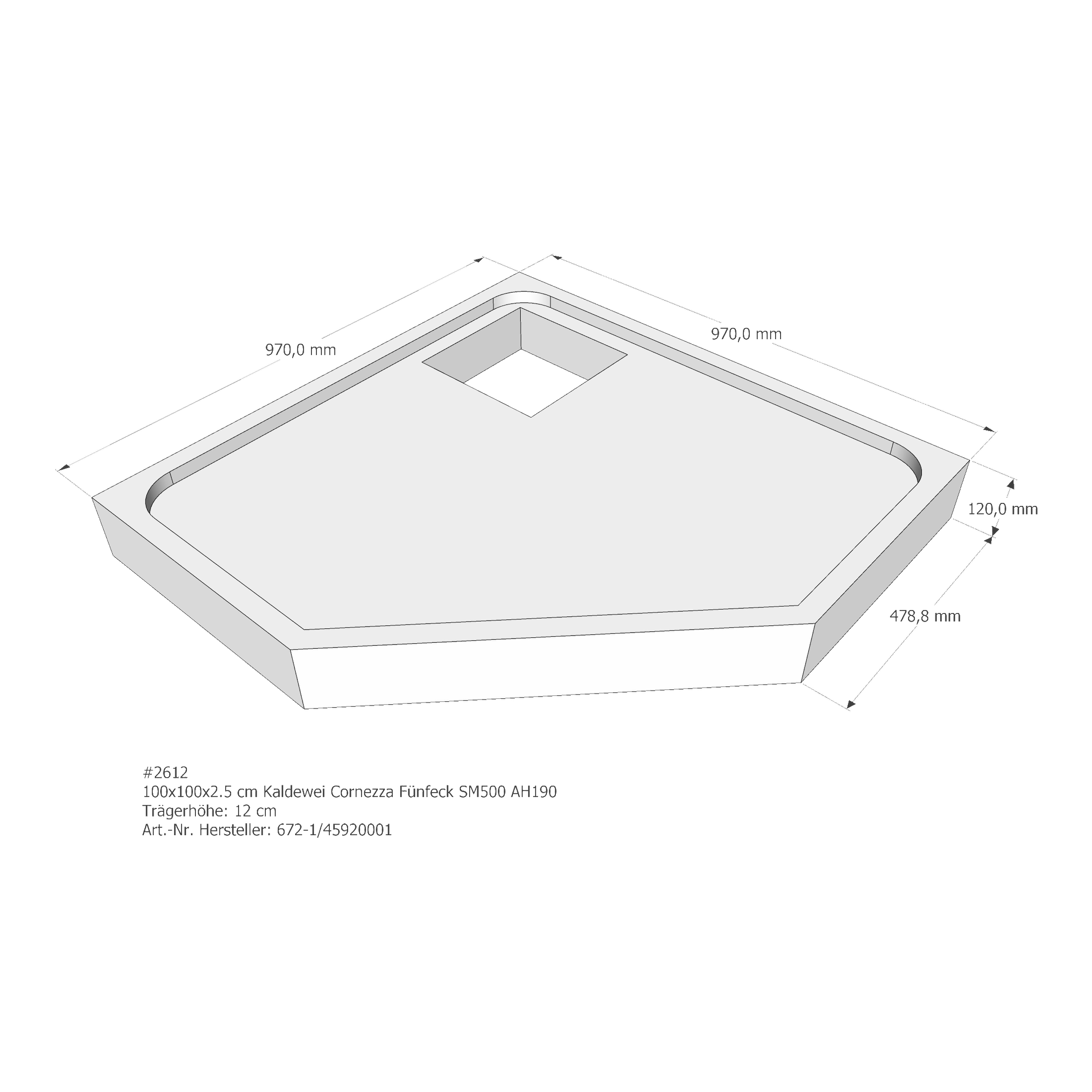 Duschwannenträger für Kaldewei Cornezza 100 × 100 × 2,5 cm Breite: 100 cm / Länge: 100 cm Duschwannenträger für Kaldewei Cornezza 100 × 100 × 2,5 cm Breite: 100 cm / Länge: 100 cm