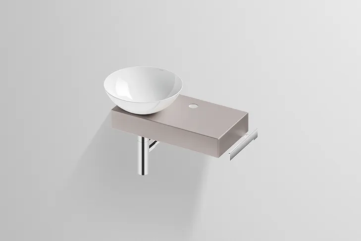 Alape Waschplatz Piccolo Novo 1 5256000 Oyster Matt Becken: links|Farbe: Oyster Matt Image
