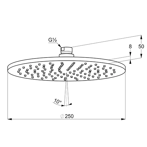 A-QA Tellerkopfbrause 250 mm flache Ausführung chrom