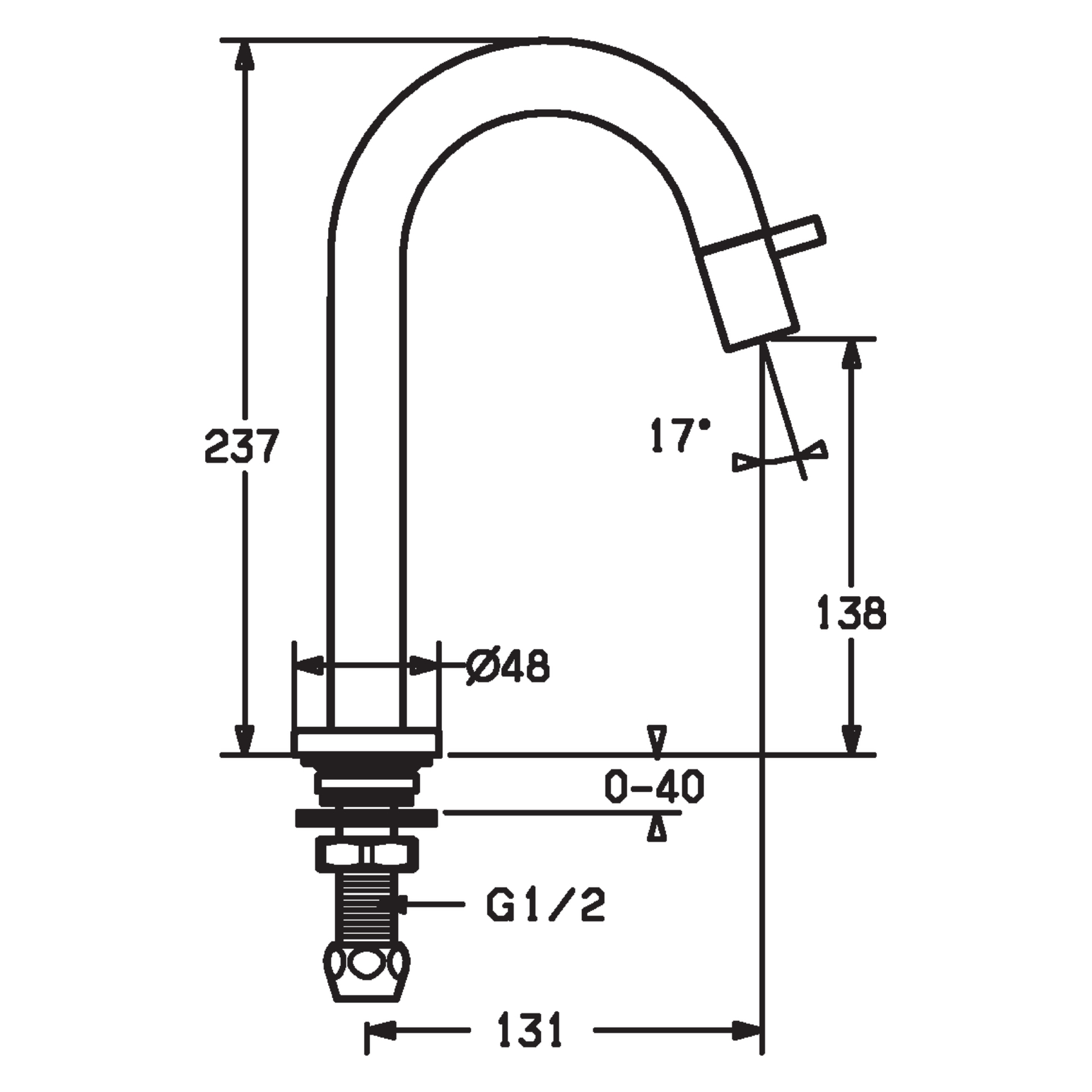 HA Einhebelmischer Waschtischbatterie HANSANOVA Style 5091 Ausladung 131 mm DN15 Chrom