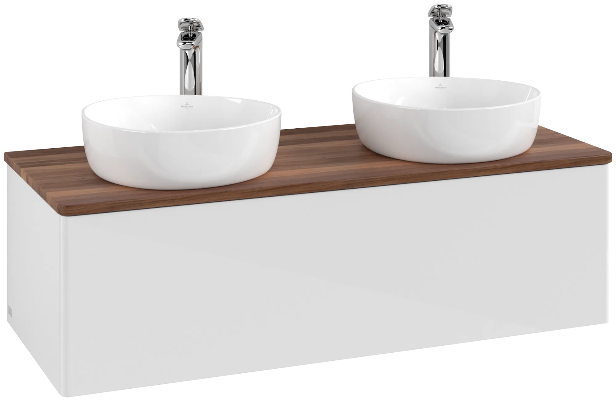 Villeroy & Boch Antao Waschbeckenunterschrank K35_5, 1200x360x500mm, Eckig, Holz, Glossy White Lacquer / Warm Walnut