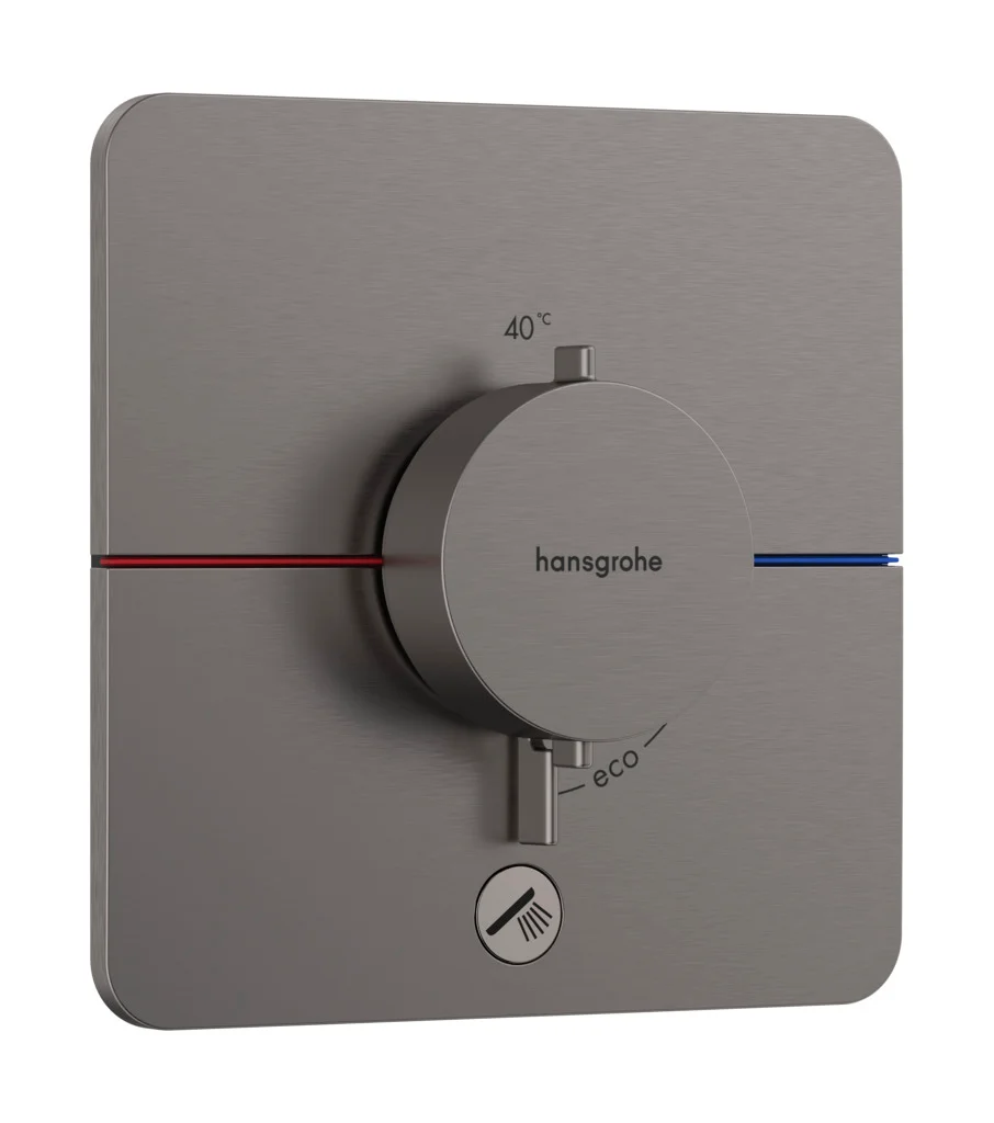 Hansgrohe ShowerSelect Comfort Q Thermostat Unterputz, Brushed Black Chrome, 1 Verbraucher + zusätzlicher Abgang, flache Rosette, einfache Installation