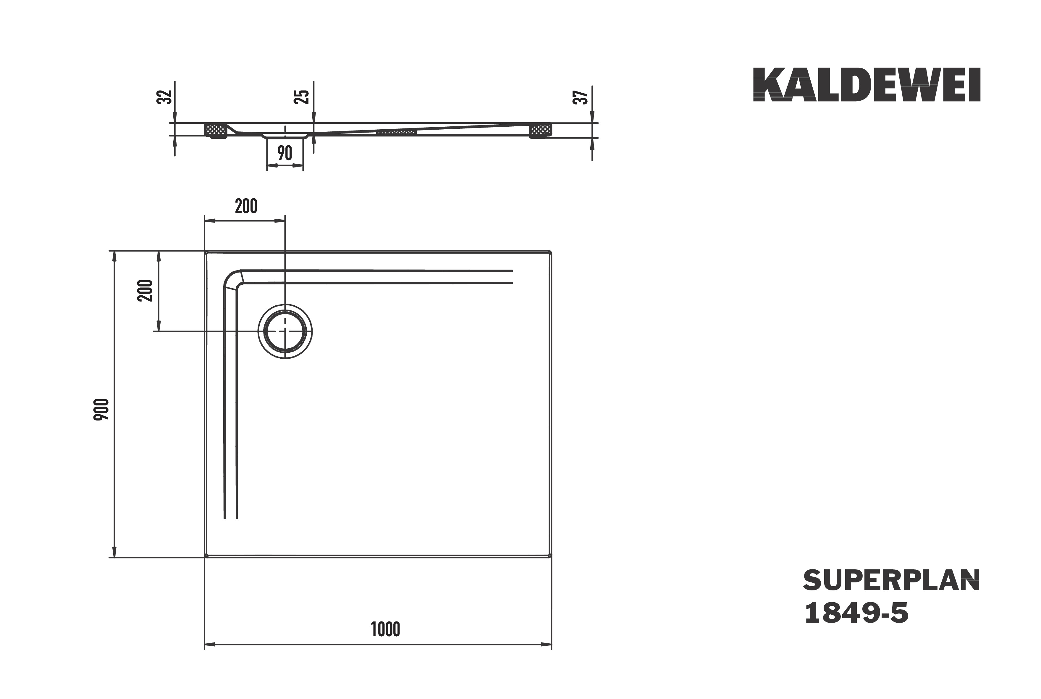 Kaldewei Duschwanne „Superplan“ 90 × 100 cm