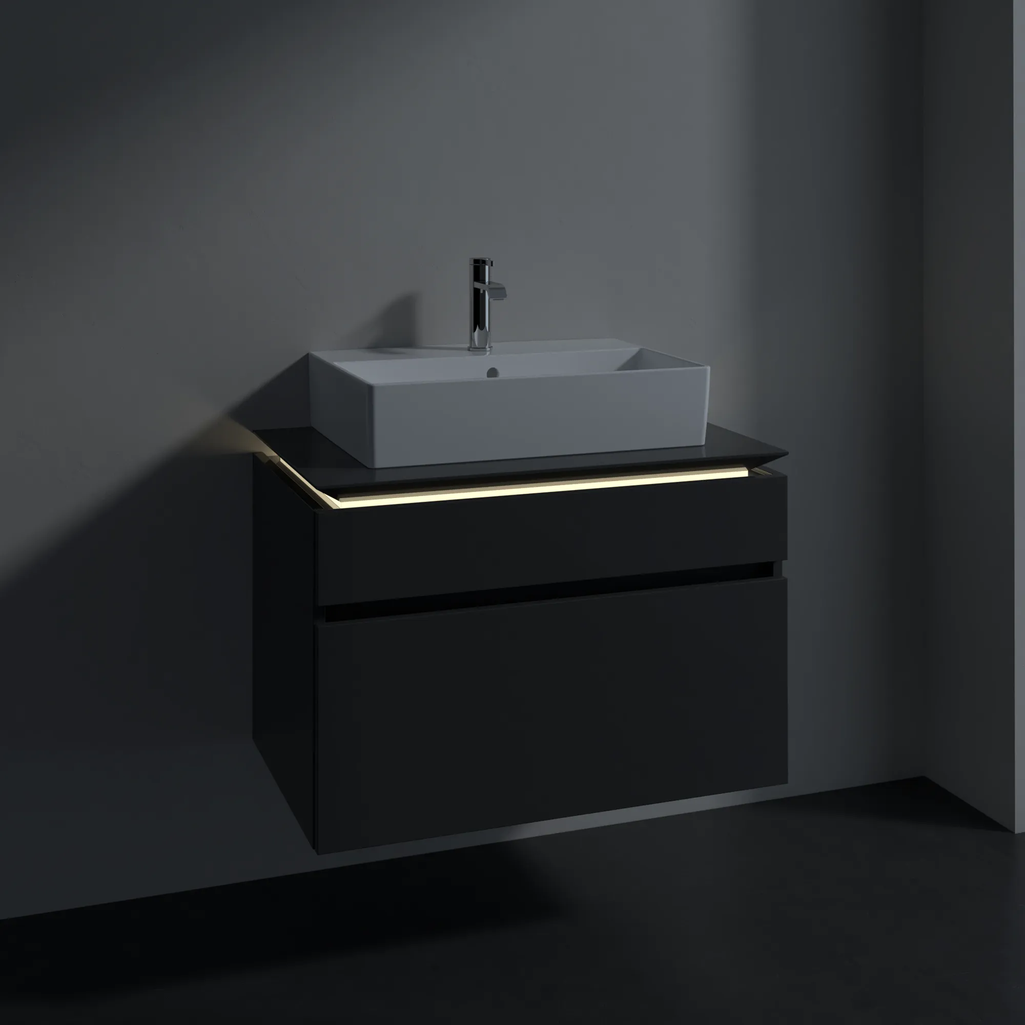 Villeroy & Boch Waschtischunterschrank „Legato“ für Schrankwaschtisch 800 × 550 × 500 mm Glossy Grey, für Becken mittig