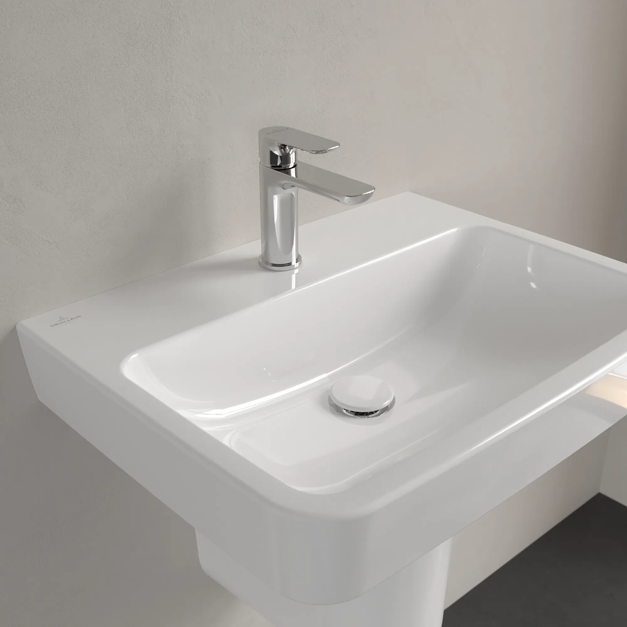 Villeroy & Boch Wandwaschtisch „O.novo“ 600 × 460 × 175 mm, für Becken mittig, mit Hahnlochbohrung, Hahnlochposition mittig in Weiß Alpin Villeroy & Boch Wandwaschtisch „O.novo“ 600 × 460 × 175 mm, für Becken mittig, mit Hahnlochbohrung, Hahnlochposition mittig in Weiß Alpin