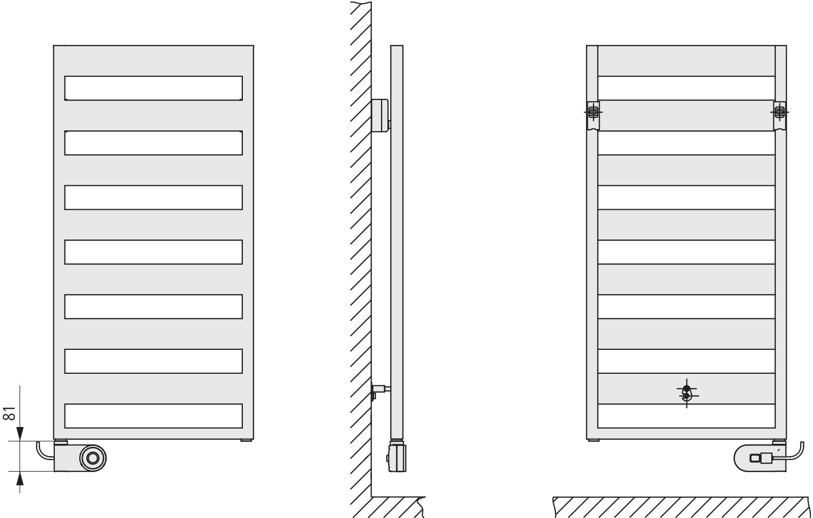 Kermi Design-Elektroheizkörper „Casteo®-E“ 60 × 180,6 cm in glanzsilber Metallic