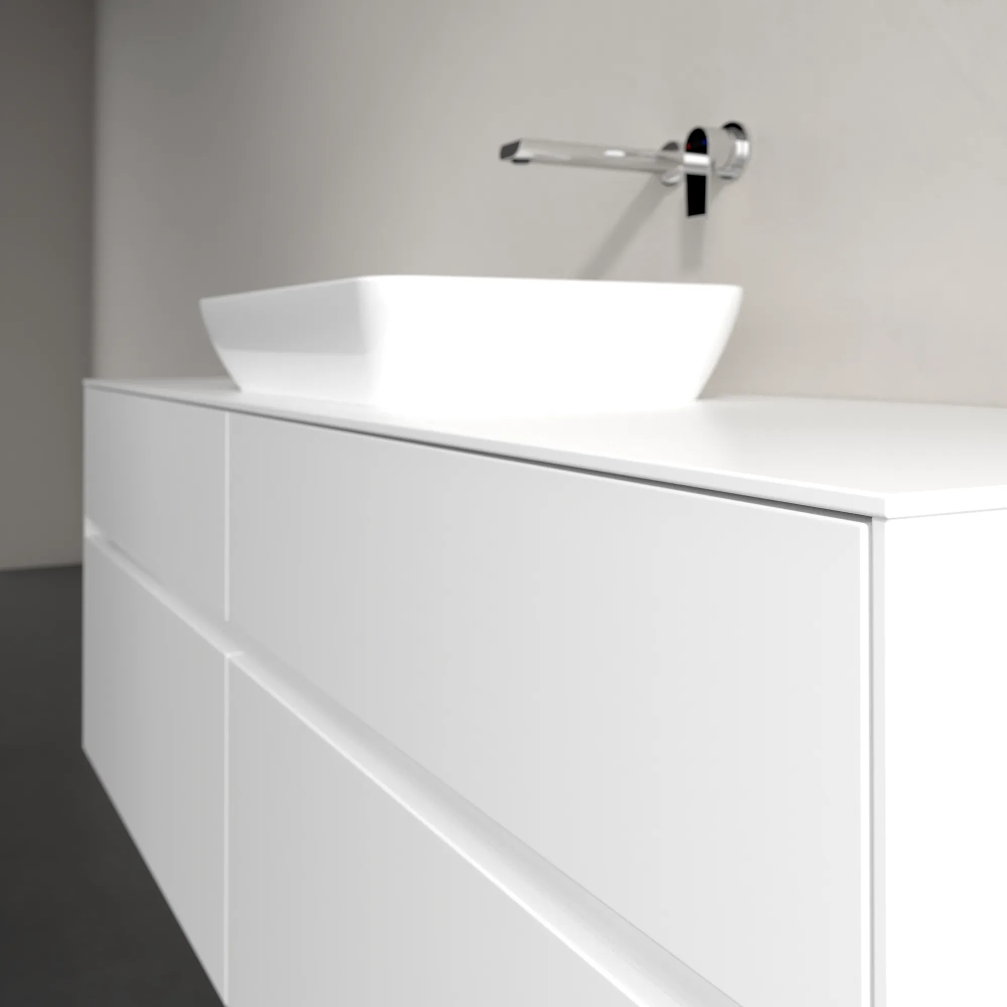 Villeroy & Boch Waschtischunterschrank „Collaro“ 1600 × 548 × 500 mm Weiß Matt, ohne Beleuchtung, für Becken mittig
