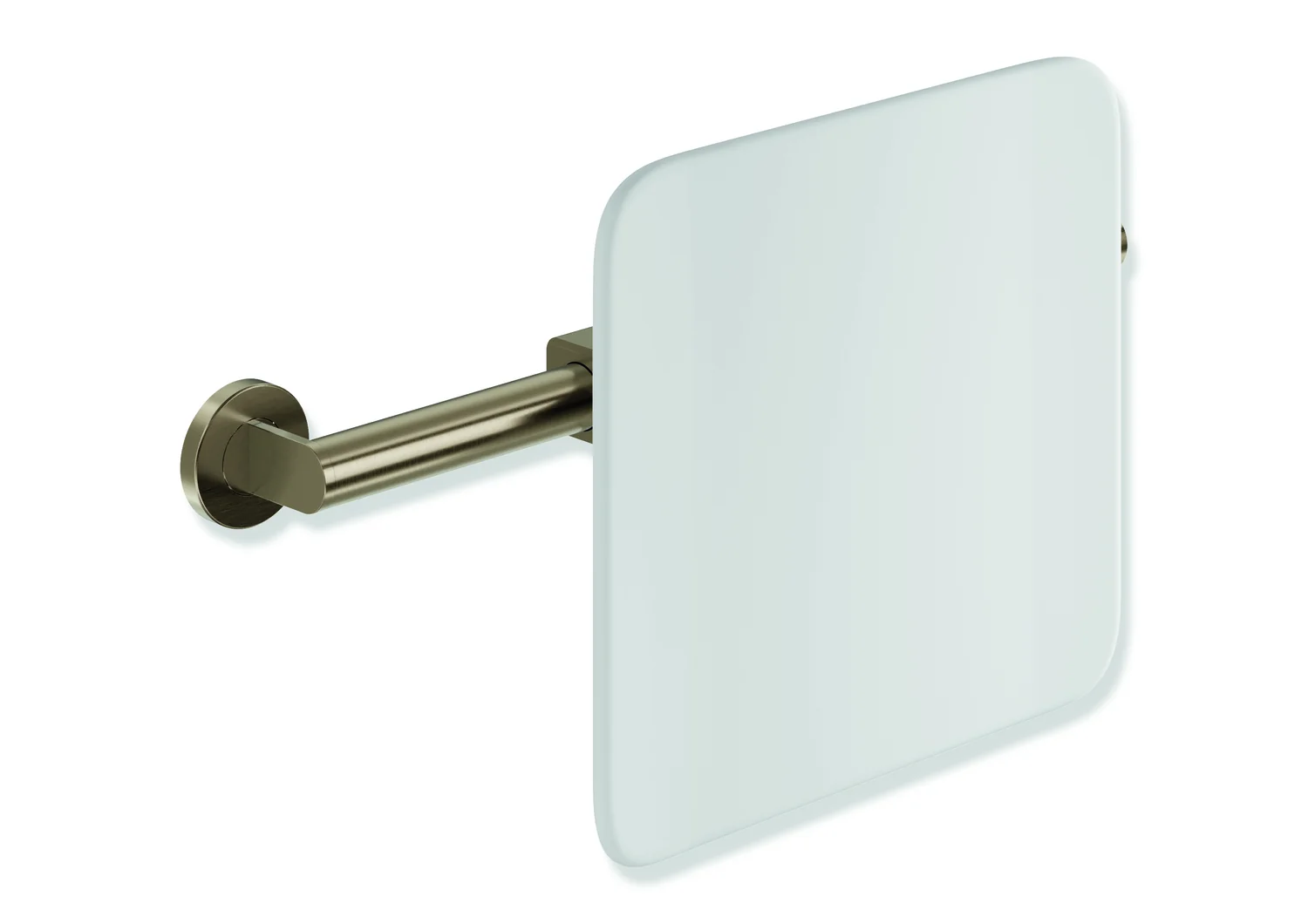 HEWI Rückensstütze System 900, PVD Bronze gebürstet, 150 mm tief, Achsmaß 478–578 mm verstellbar, Wandmontage