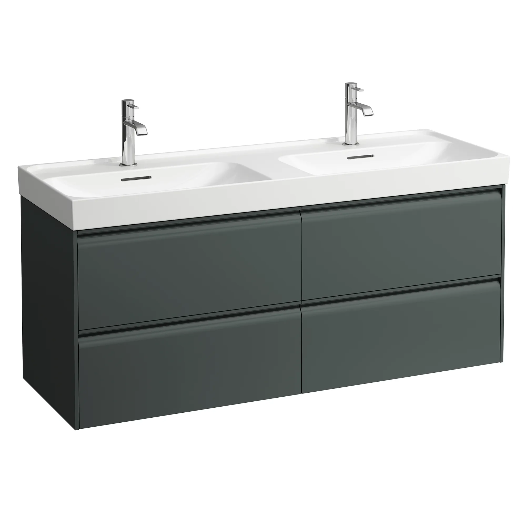 Waschtischunterbau, MEDA, 448x1284x515, mit 4 Schubladen, 2 Ordnungssysteme, integrierte Griffleiste, Vollauszug und Soft-Close, für Waschtisch MEDA H814112 (130 cm), weiß matt Waschtischunterbau, MEDA, 448x1284x515, mit 4 Schubladen, 2 Ordnungssysteme, integrierte Griffleiste, Vollauszug und Soft-Close, für Waschtisch MEDA H814112 (130 cm), weiß matt