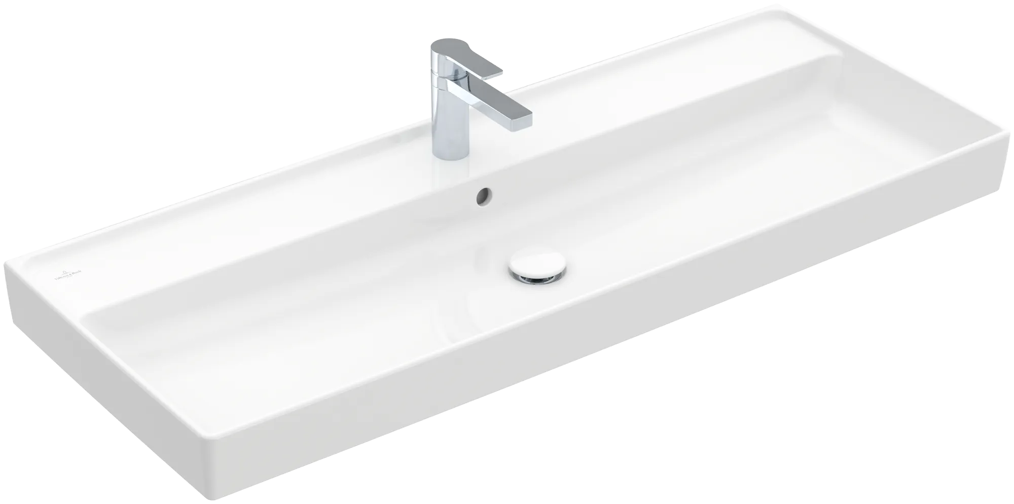Villeroy & Boch Schrankwaschtisch aus TitanCeram „Collaro“ 1200 × 470 × 160 mm, mit Hahnlochbohrung, Hahnlochposition mittig in Weiß Alpin Villeroy & Boch Schrankwaschtisch aus TitanCeram „Collaro“ 1200 × 470 × 160 mm, mit Hahnlochbohrung, Hahnlochposition mittig in Weiß Alpin