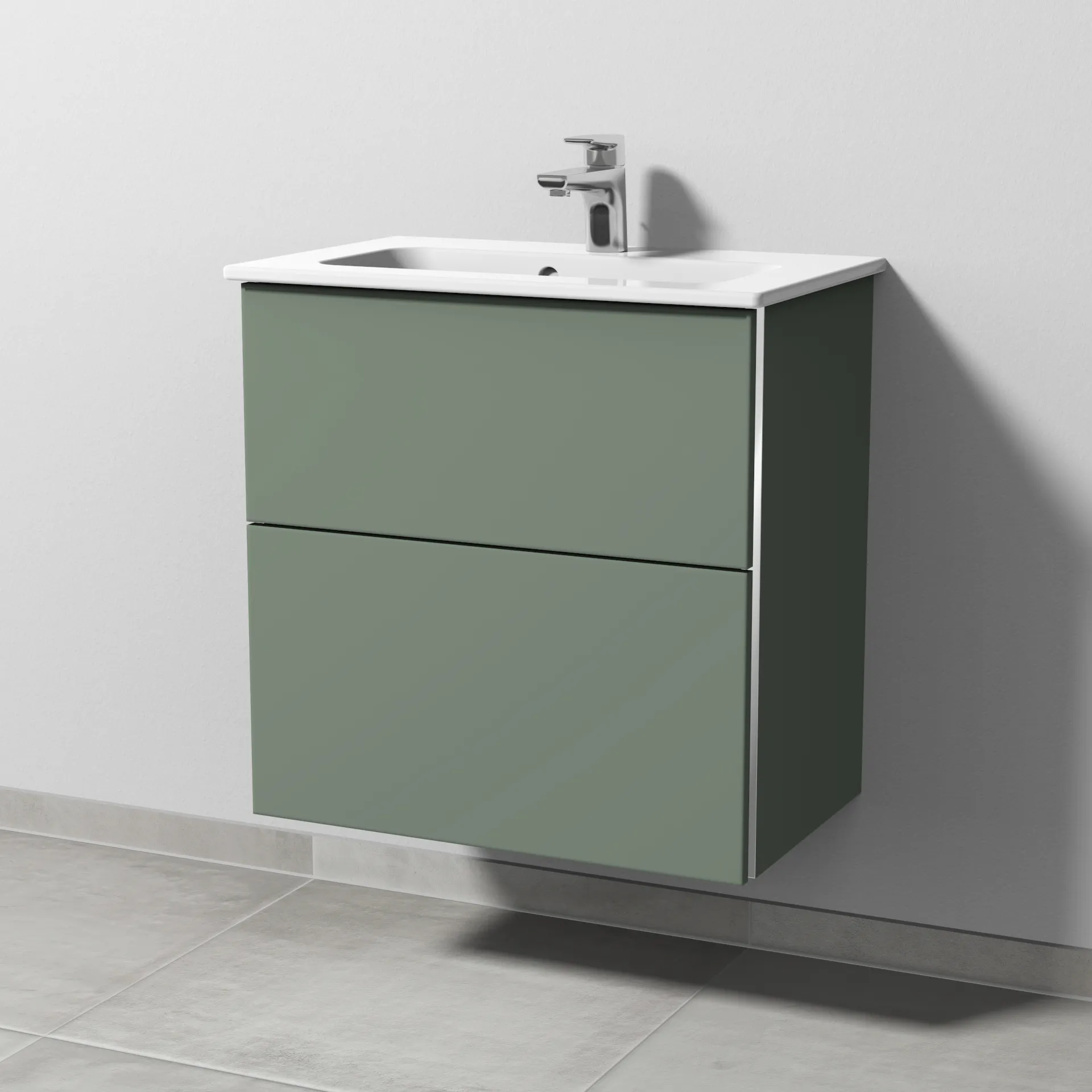Sanipa Waschtischunterschrank „3way“ passend zu Keramik-Waschtische ME by Starck von Duravit 600 × 613 × 382 mm in Soft-Green