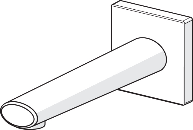 HA Auslauf HANSARONDA 0582 Rosette eckig Rosette rund L=180 Ausladung 180 mm DN15 Chrom