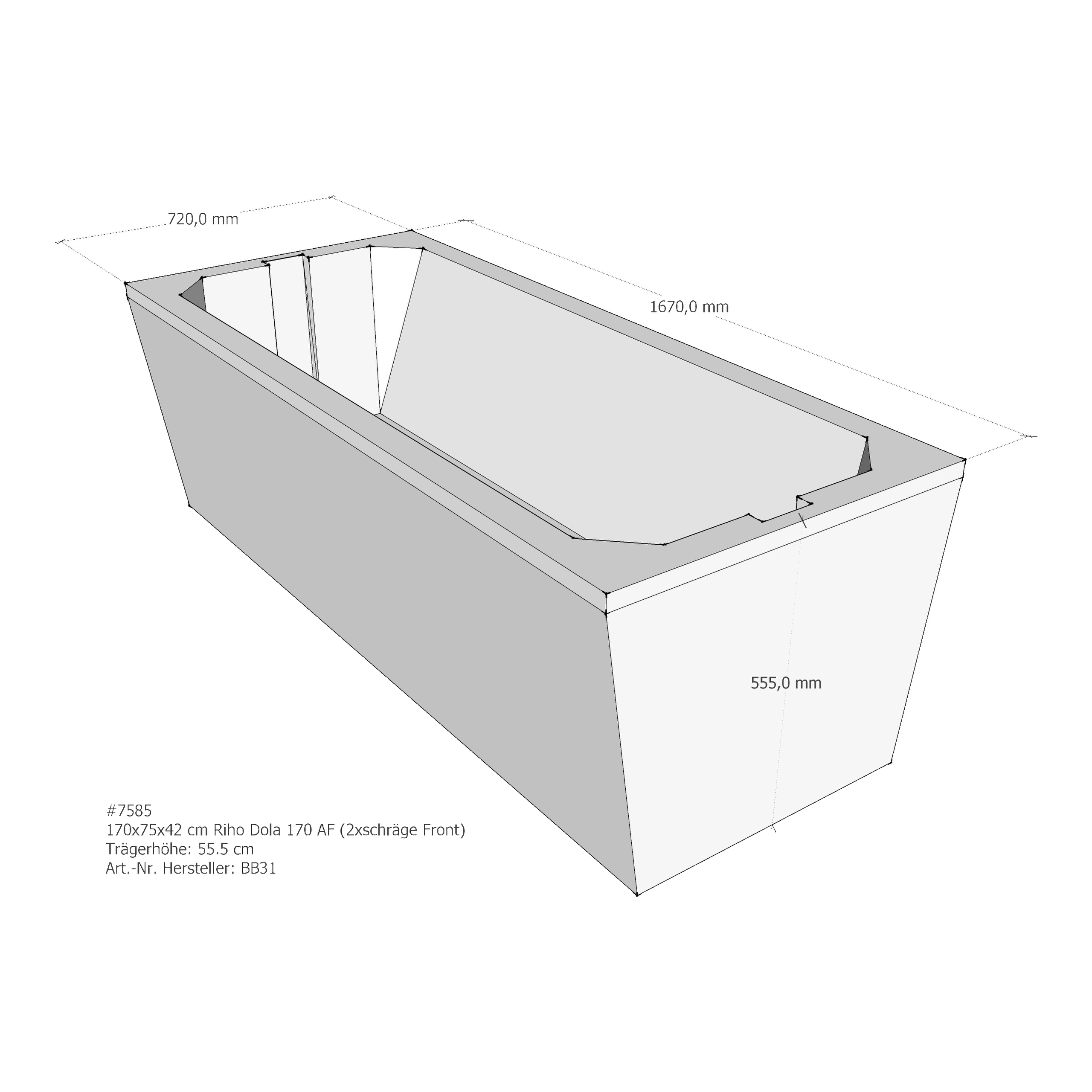 Badewannenträger für Riho Dola 170 × 75 × 42 cm