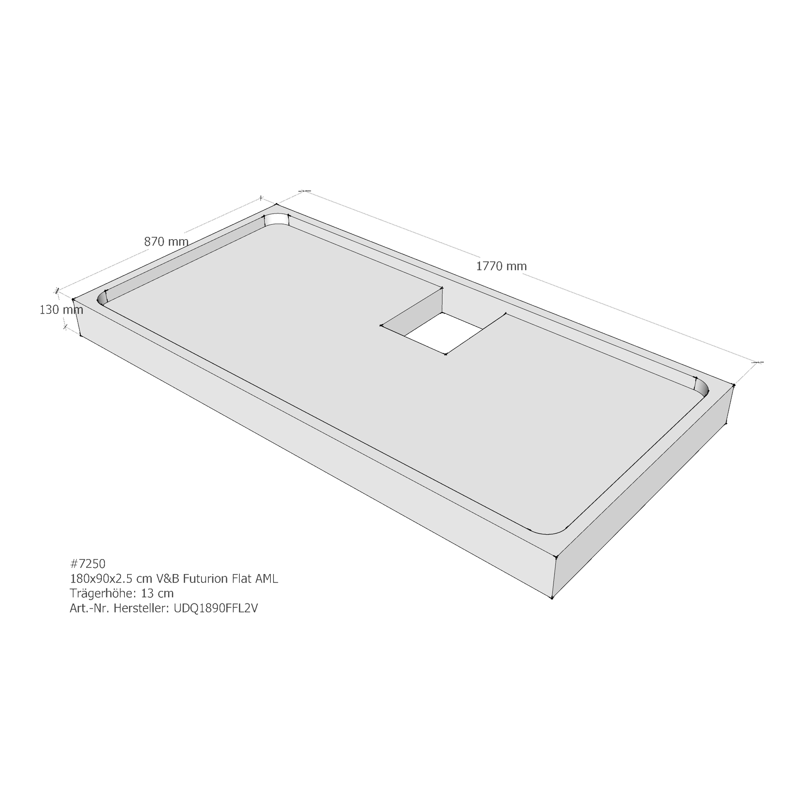 Duschwannenträger für Villeroy & Boch Futurion Flat 180 × 90 × 2,5 cm