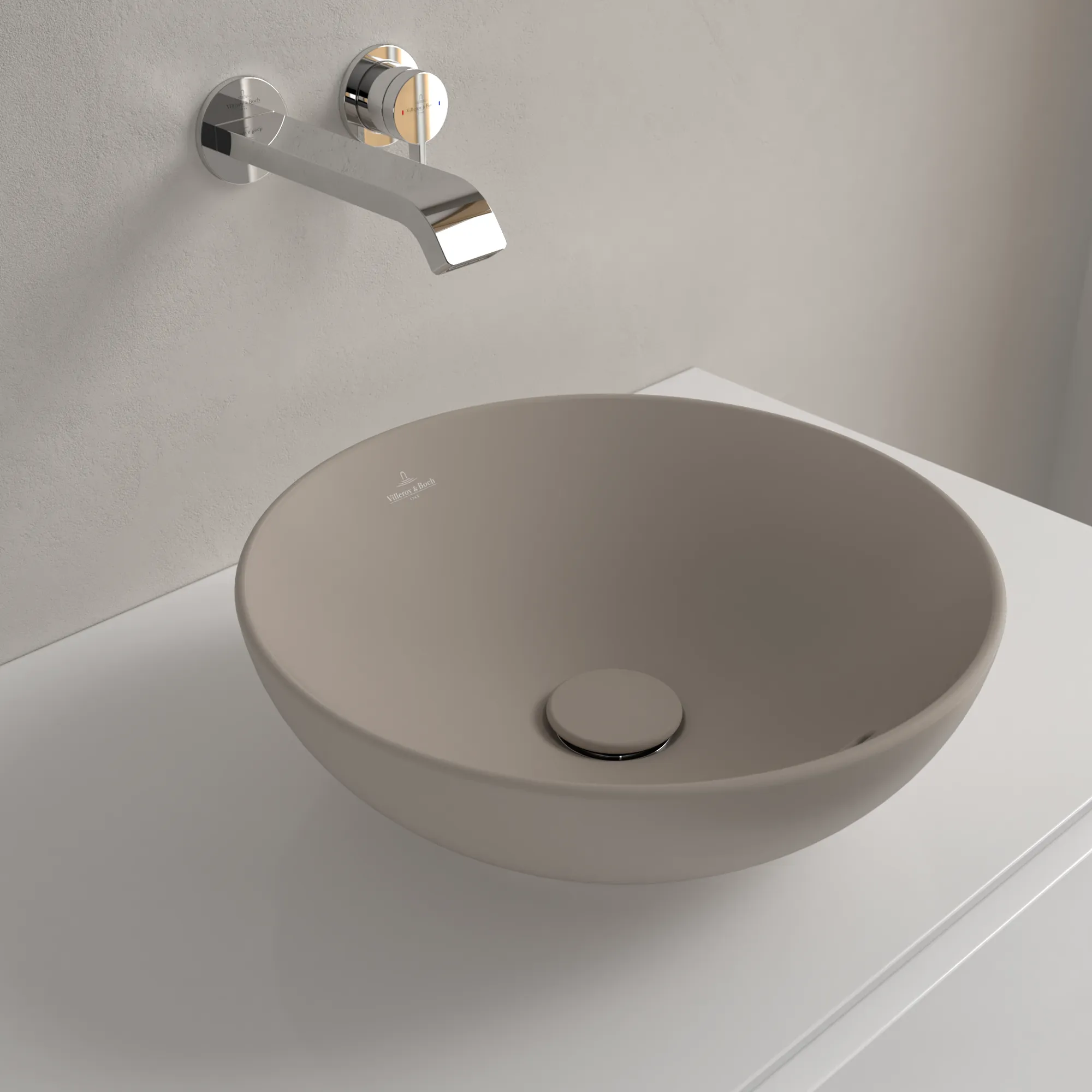 Villeroy & Boch Aufsatzwaschbecken Loop & Friends Almond CeramicPlus 380x380x150mm mit Überlauf
